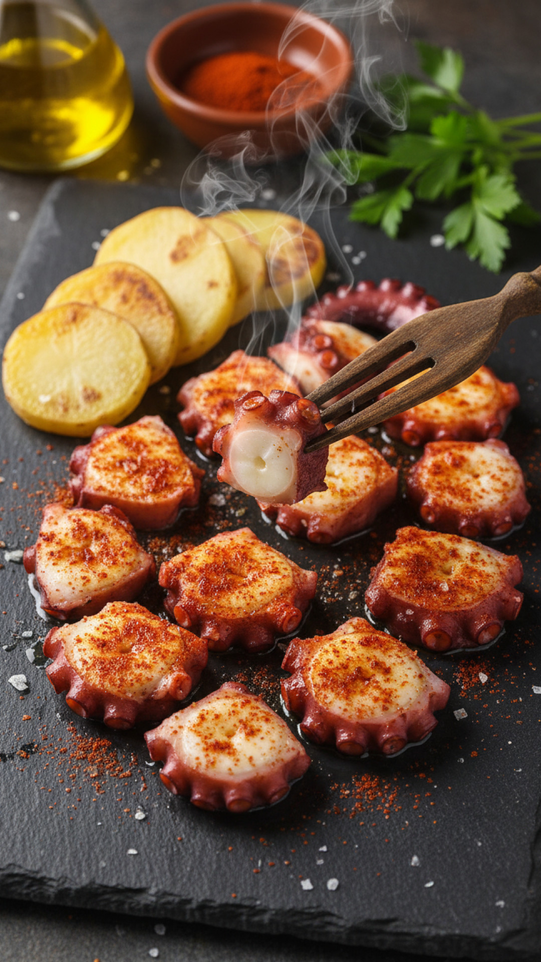 Spanischer Pulpo a la Gallega Oktopus auf galizische Art Preparation