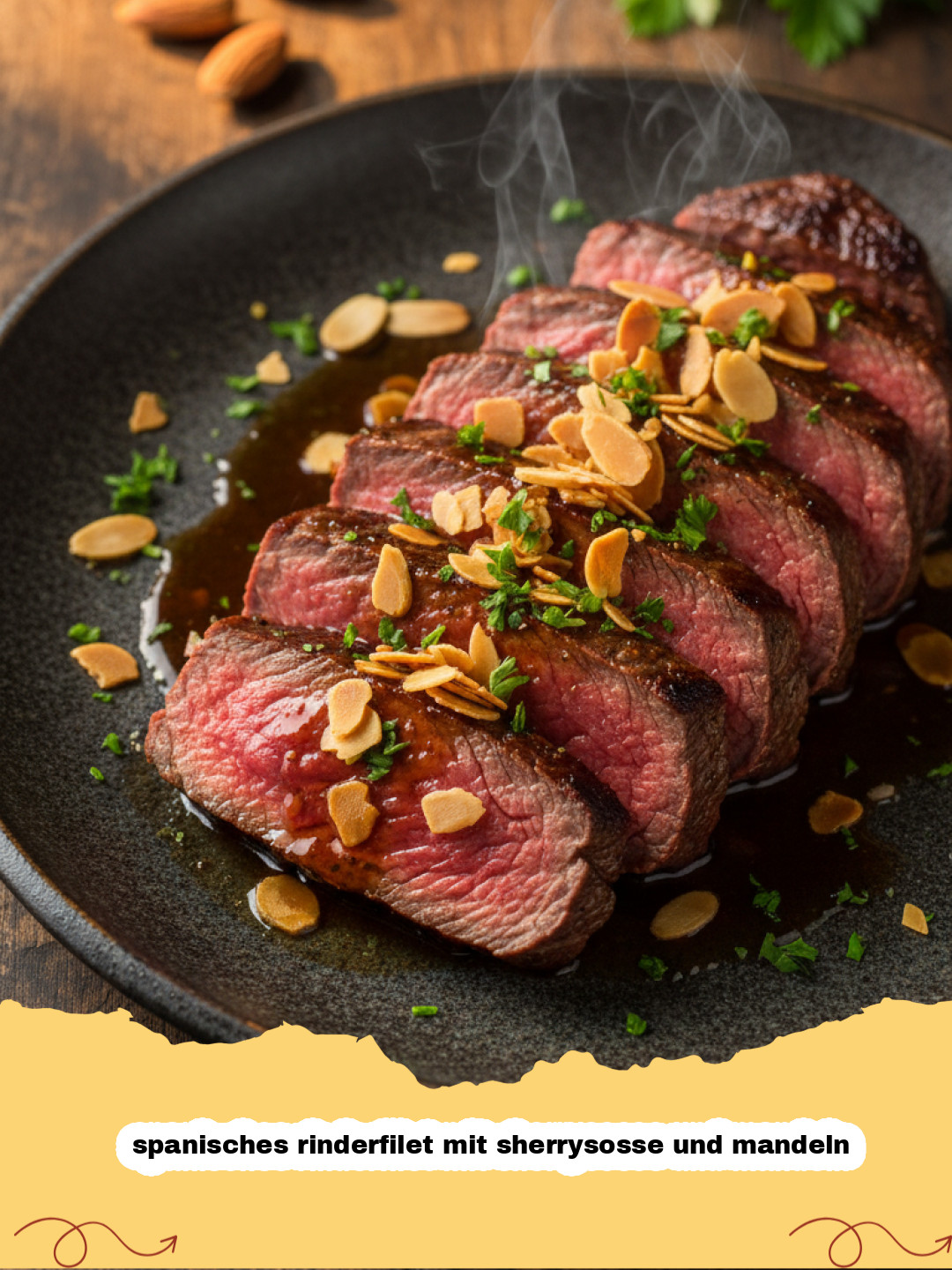 Spanisches Rinderfilet mit Sherrysosse und Mandeln: Ein Hauch von Andalusien