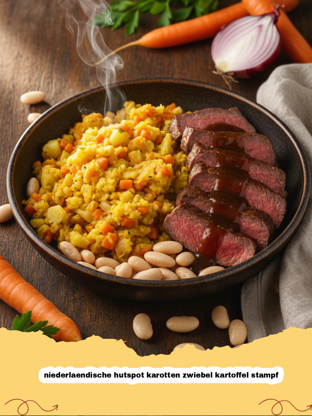 Klassische niederlaendische hutspot karotten zwiebel kartoffel stampf: Das ultimative Comfort Food Rezept