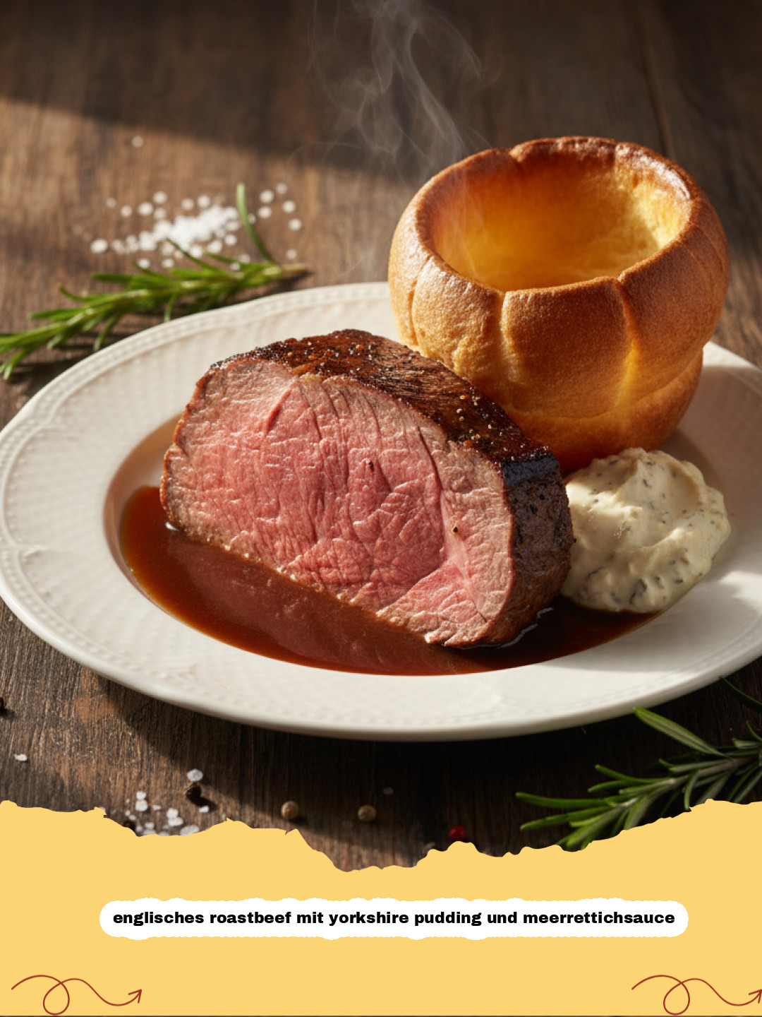 Englisches Roastbeef mit Yorkshire Pudding und Meerrettichsauce: Traditioneller Genuss