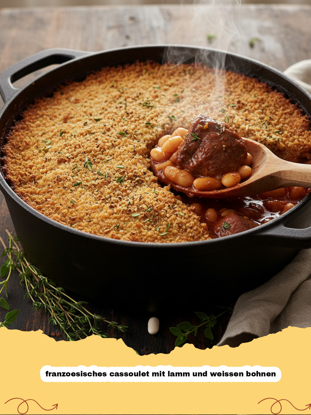 Herzhaftes franzoesisches Cassoulet mit Lamm und weissen Bohnen: Ein Klassiker der Landküche