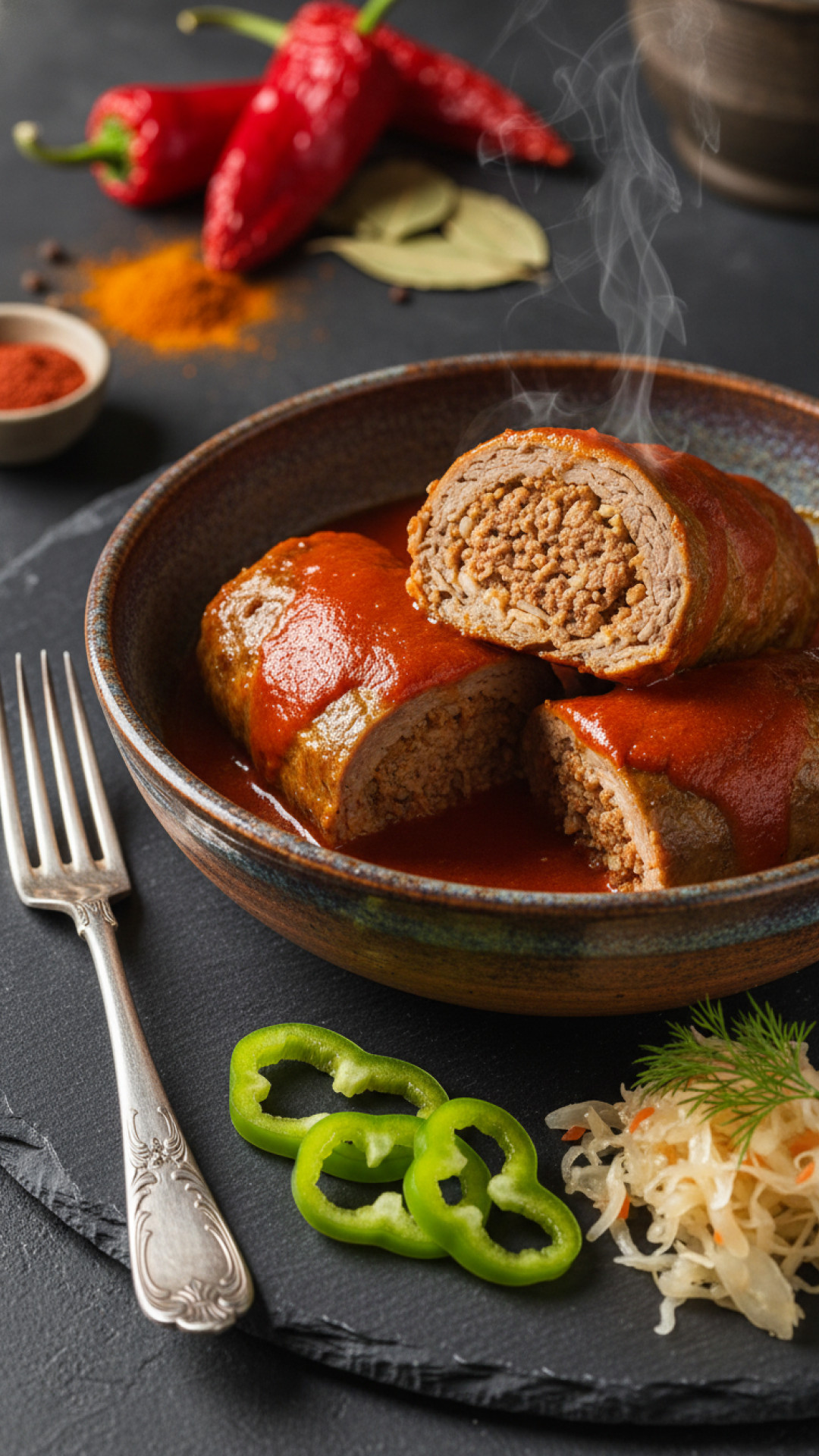 Ungarische Rinderrouladen mit Paprika und Sauerkraut Preparation