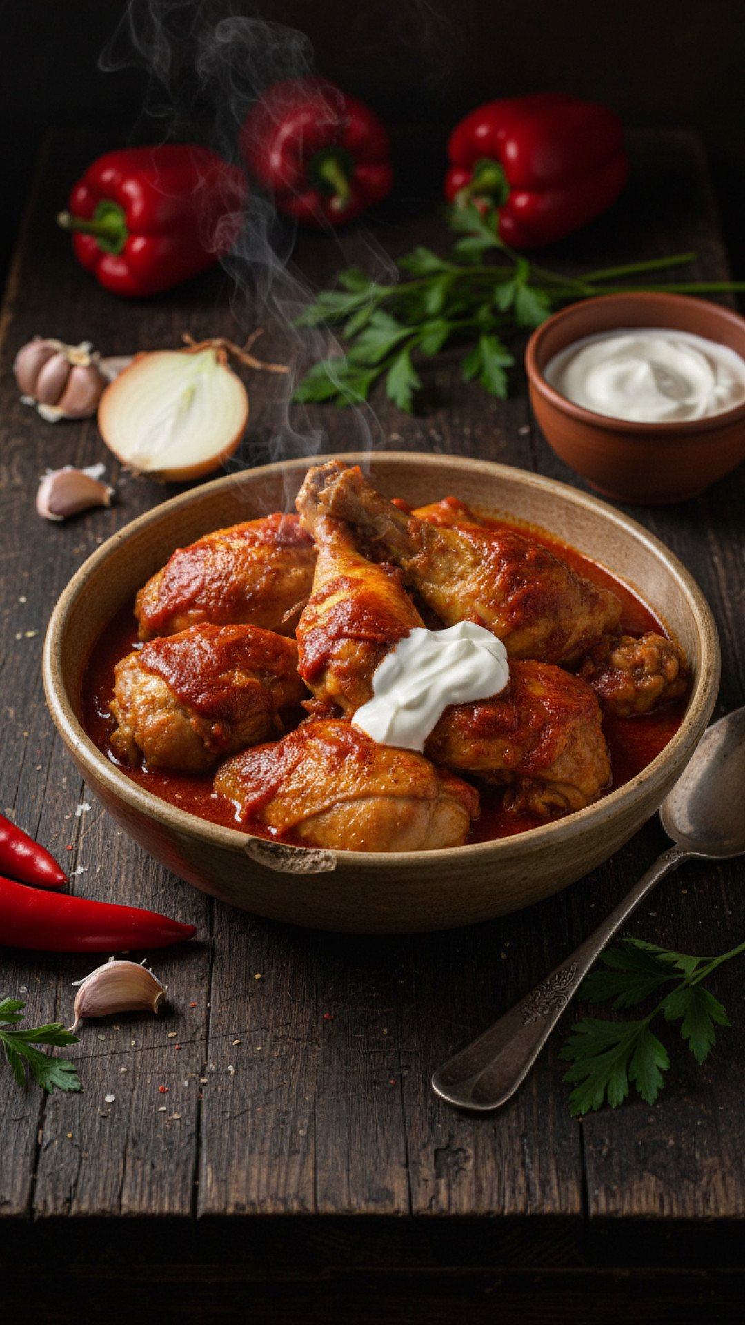 Ungarisches Paprikahuhn mit Sauerrahm (Paprikás Csirke) Preparation