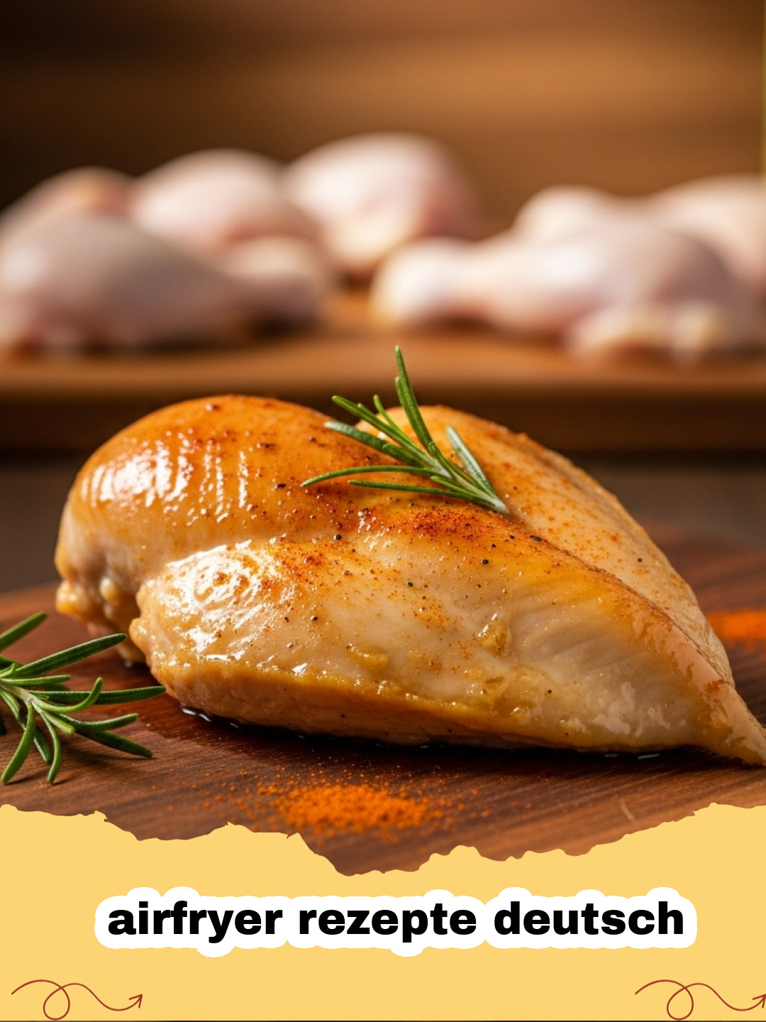 airfryer rezepte deutsch - Knusprige Hähnchenschenkel und Rosmarinkartoffeln im Airfryer zubereitet, goldbraun und appetitlich