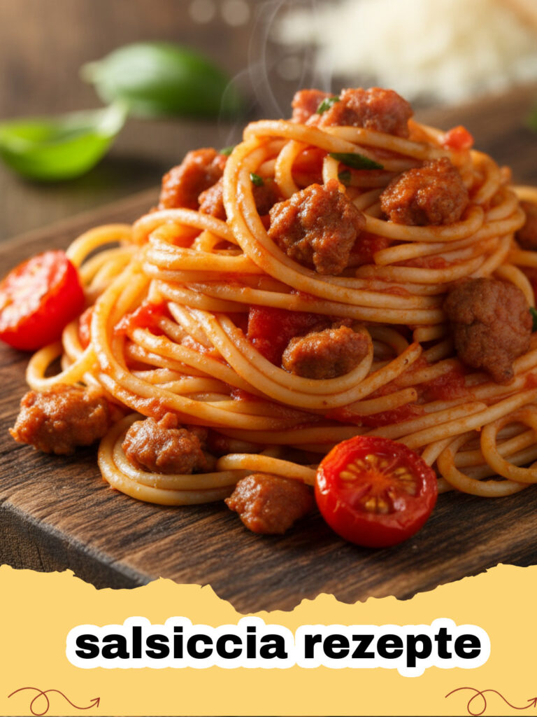 salsiccia rezepte - Ein Teller cremige Salsiccia Pasta mit Parmesan und Kräutern