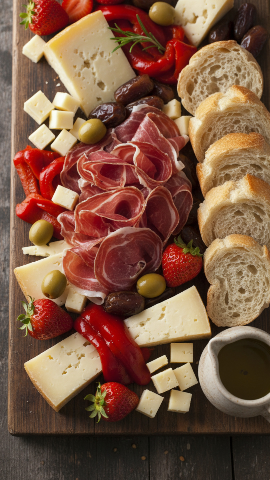 Authentische spanische Tapas Platte mit Lomo Embuchado und Manchego Preparation