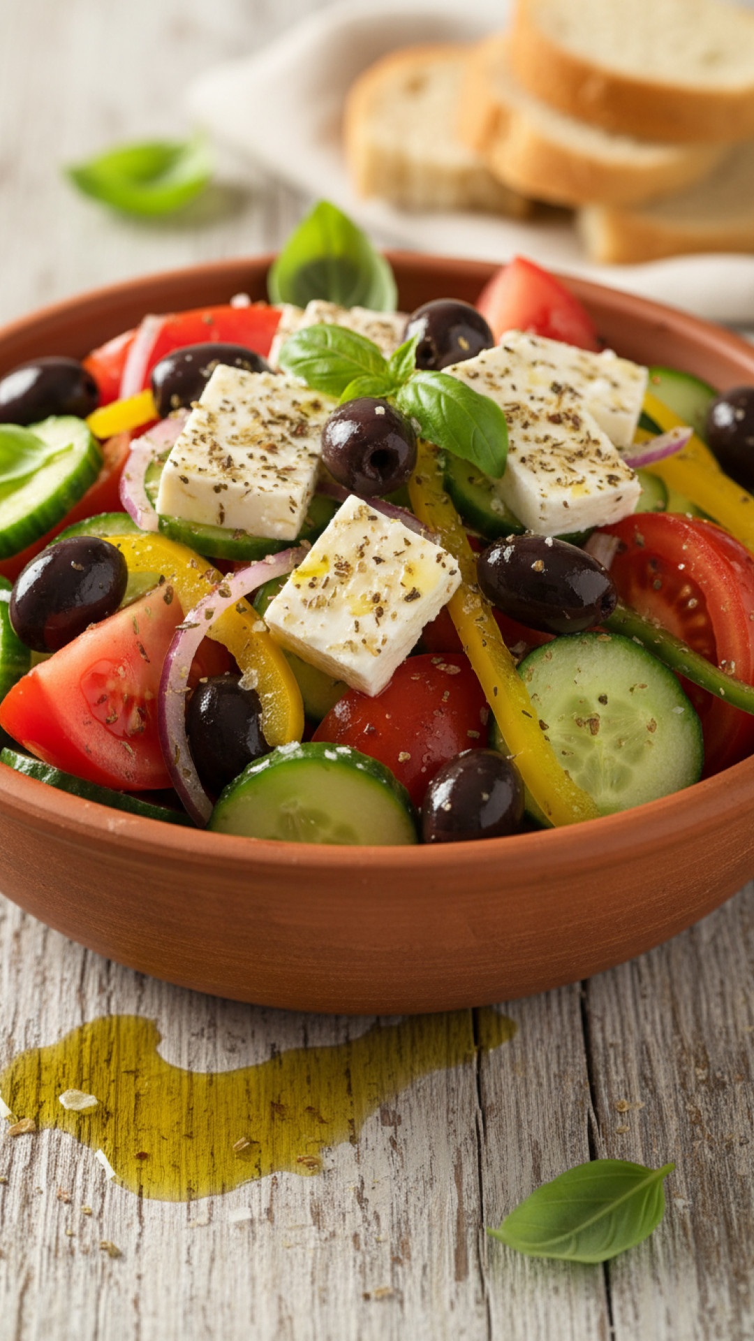 Authentischer griechischer Bauernsalat Horiatiki Preparation