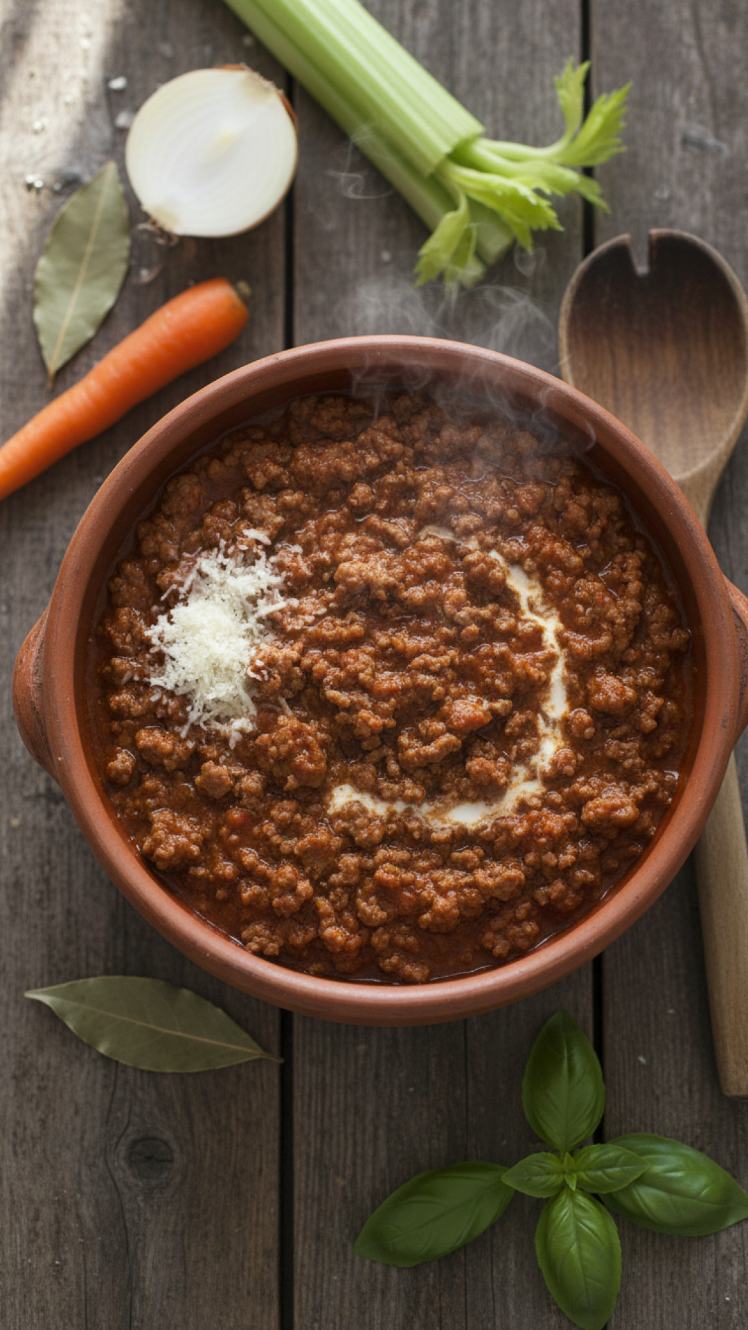 Authentisches italienisches Ragu alla Bolognese Preparation