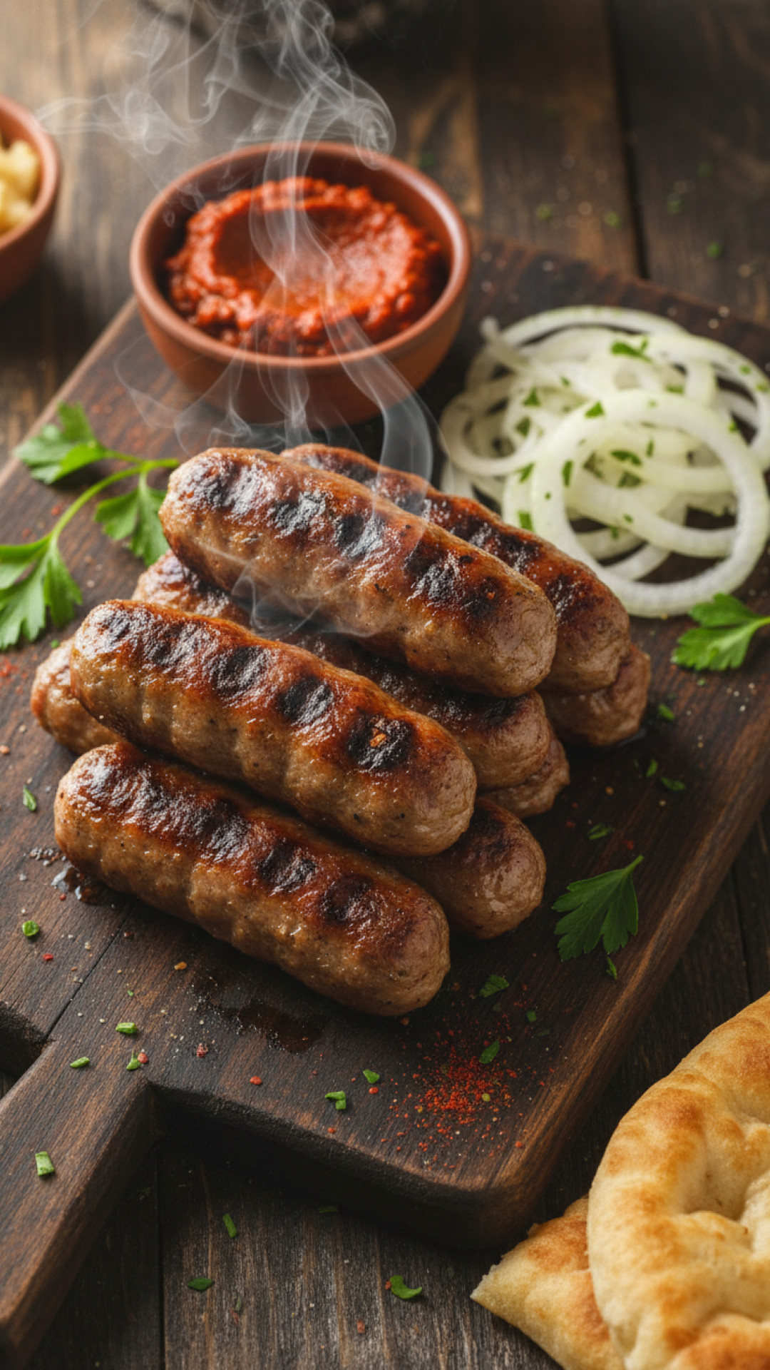 Balkan Cevapi: Hausgemachte Würstchen mit Ajvar und Zwiebeln Preparation