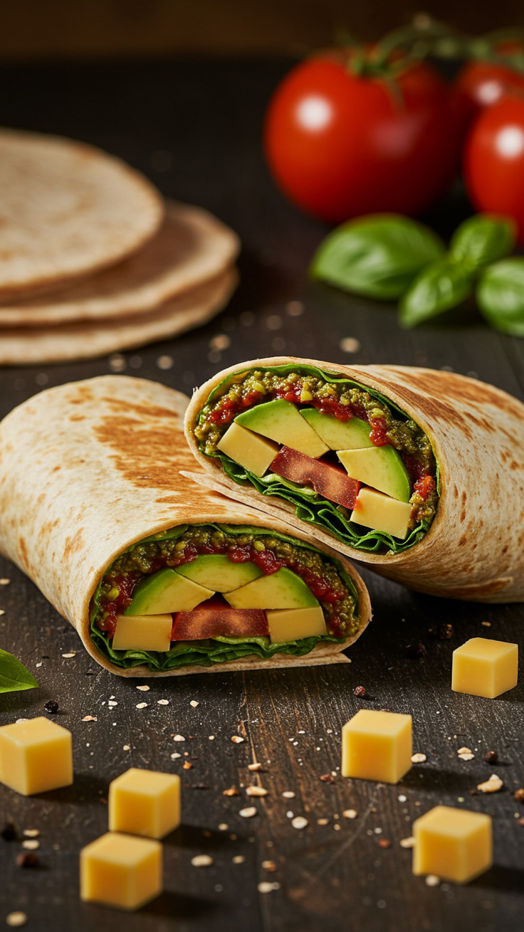 Bunte Hähnchen-Wraps mit Kräuter-Joghurt-Dressing Preparation