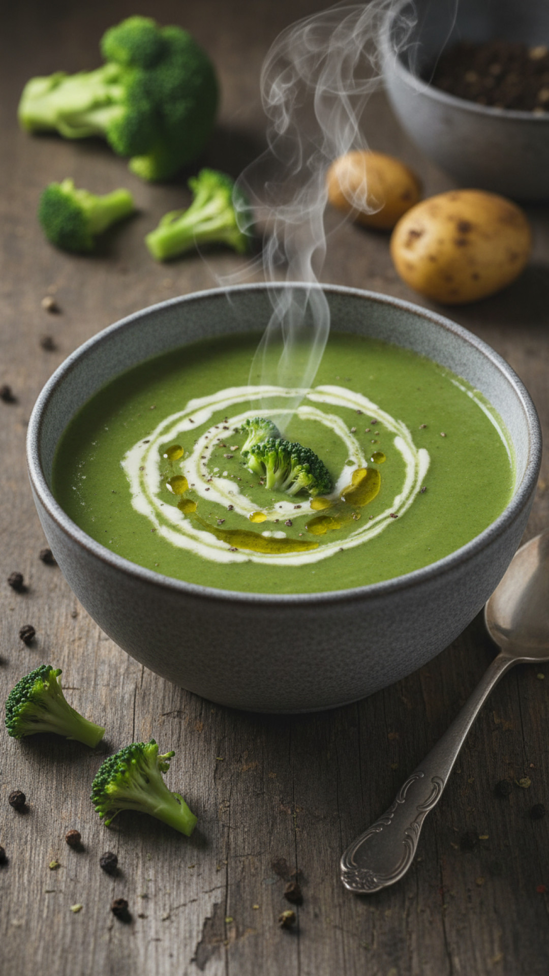 Cremige Brokkoli-Kartoffel-Suppe (Vegan) Preparation