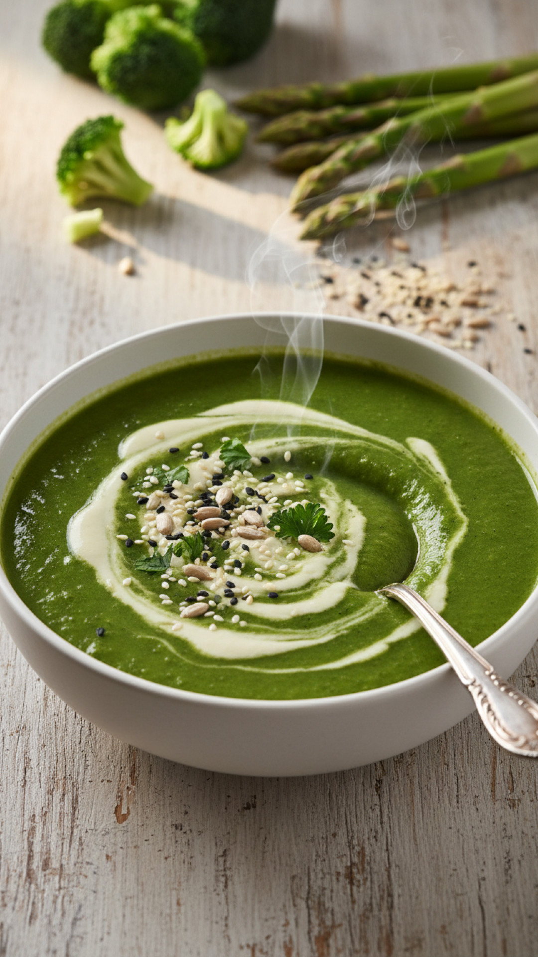 Cremige Brokkoli Spargel Suppe (Vegan) Preparation