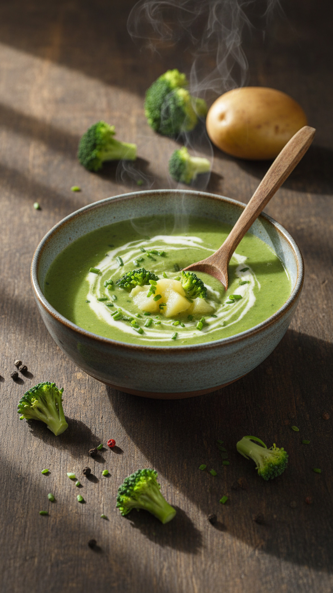 Cremige Brokkolisuppe mit Kartoffeln (Vegan) Preparation