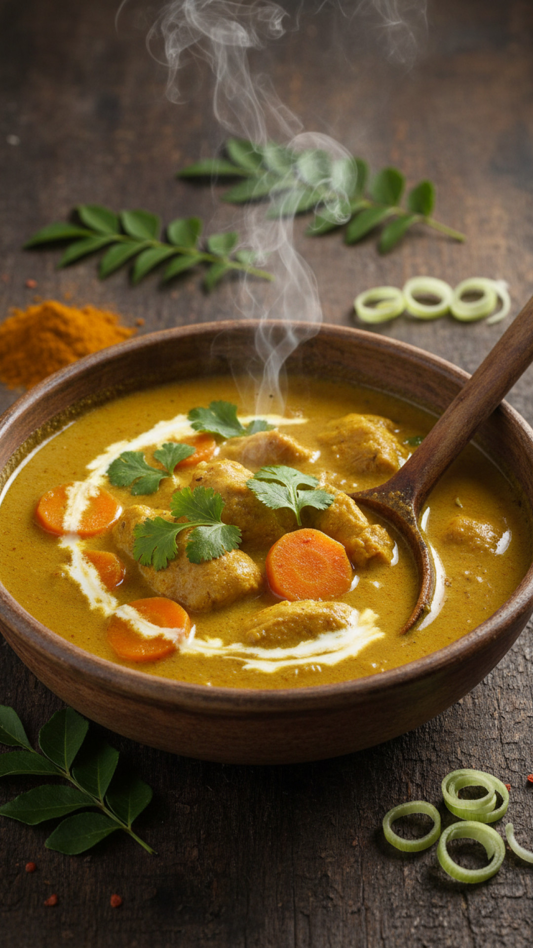 Cremige Hähnchen Curry Suppe mit Kokosmilch Preparation