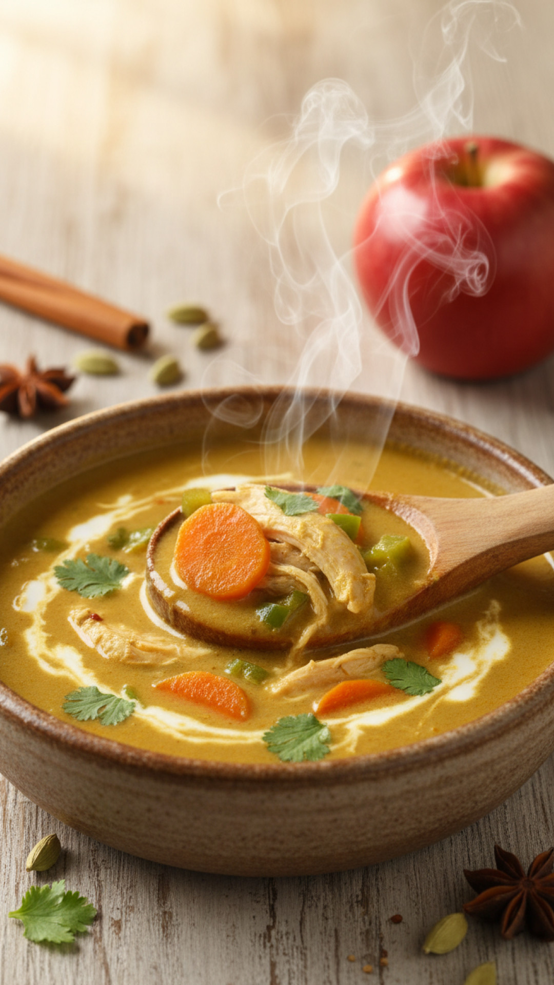 Cremige Hähnchen Curry Suppe mit Kokosmilch Preparation