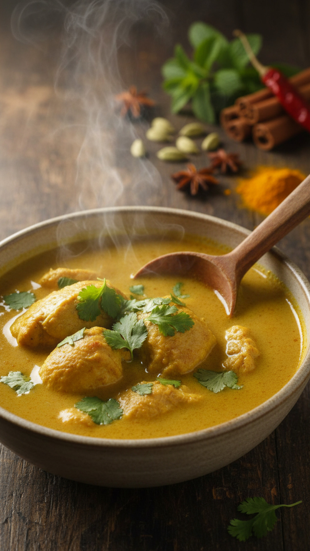 Cremige Hähnchen Curry Suppe mit Kokosmilch Preparation