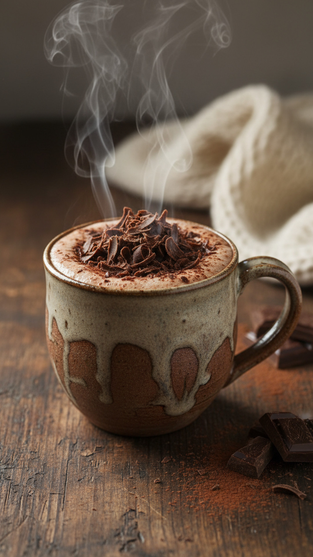 Cremige heisse Schokolade mit selbstgemachten Schokoraspeln Preparation