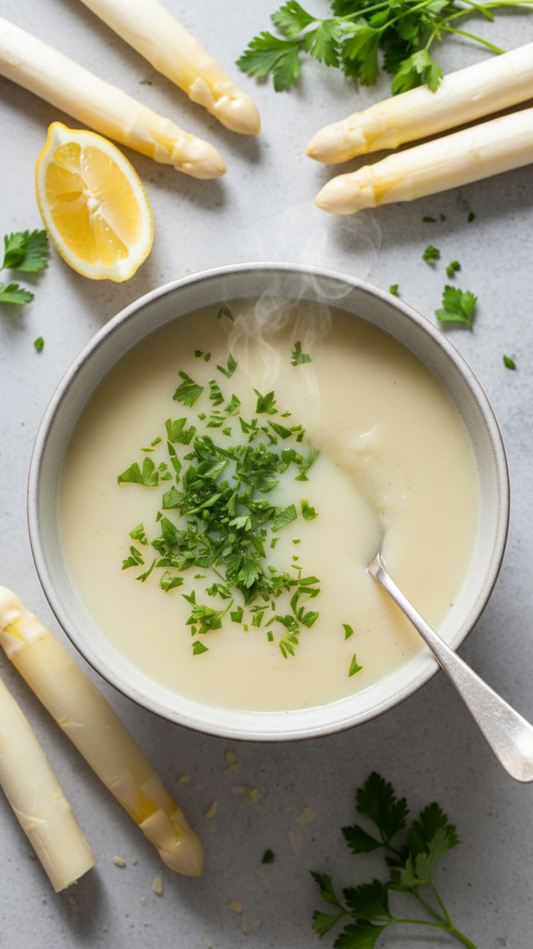 Cremige Spargelsuppe mit Frischen Kräutern Preparation