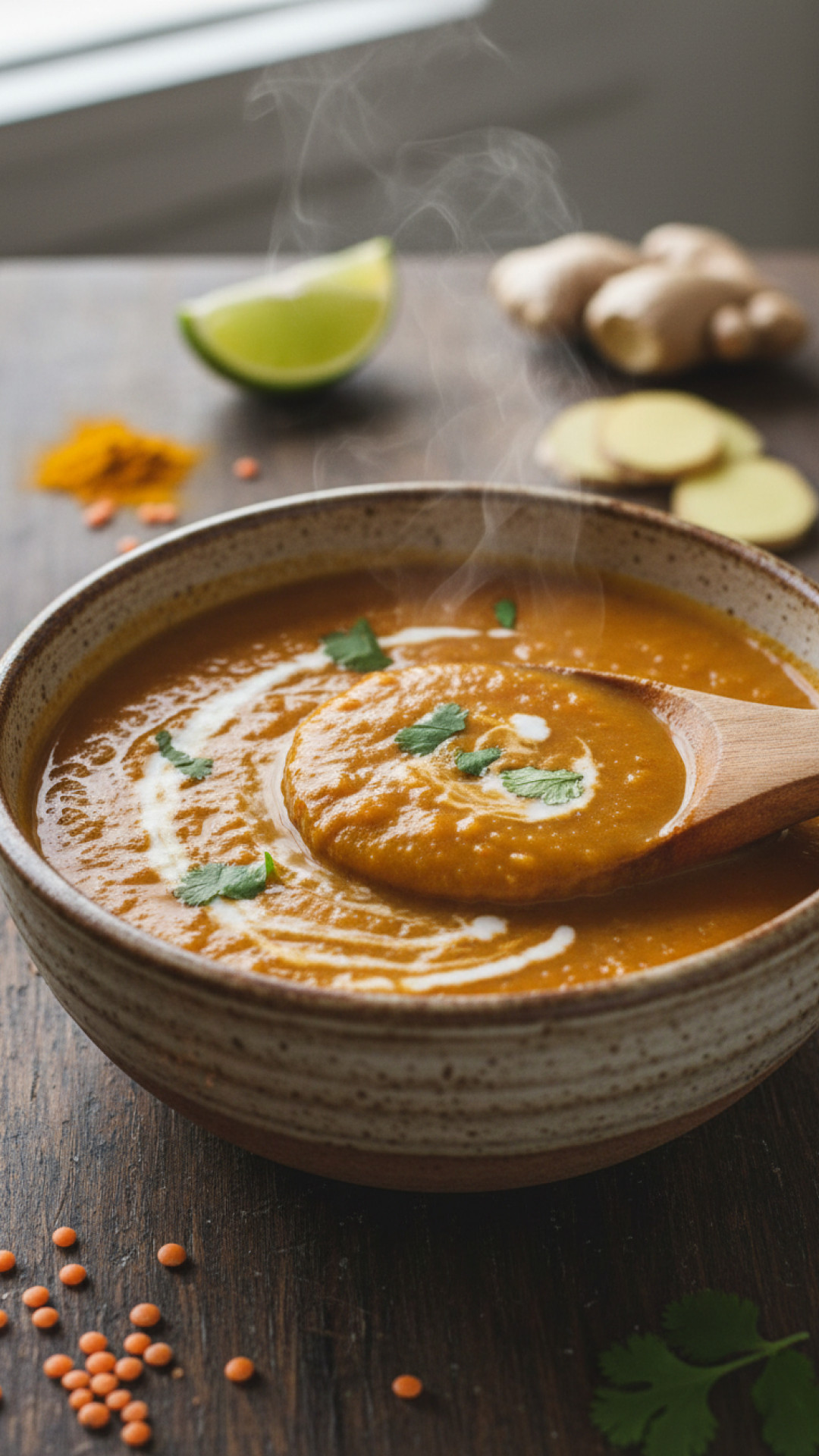 Cremige Südindische Linsensuppe mit Kokosmilch Preparation