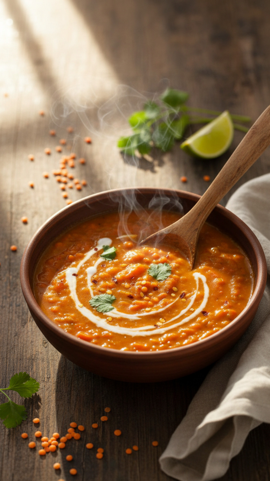Cremige Südländische Linsensuppe mit Kokosmilch Preparation