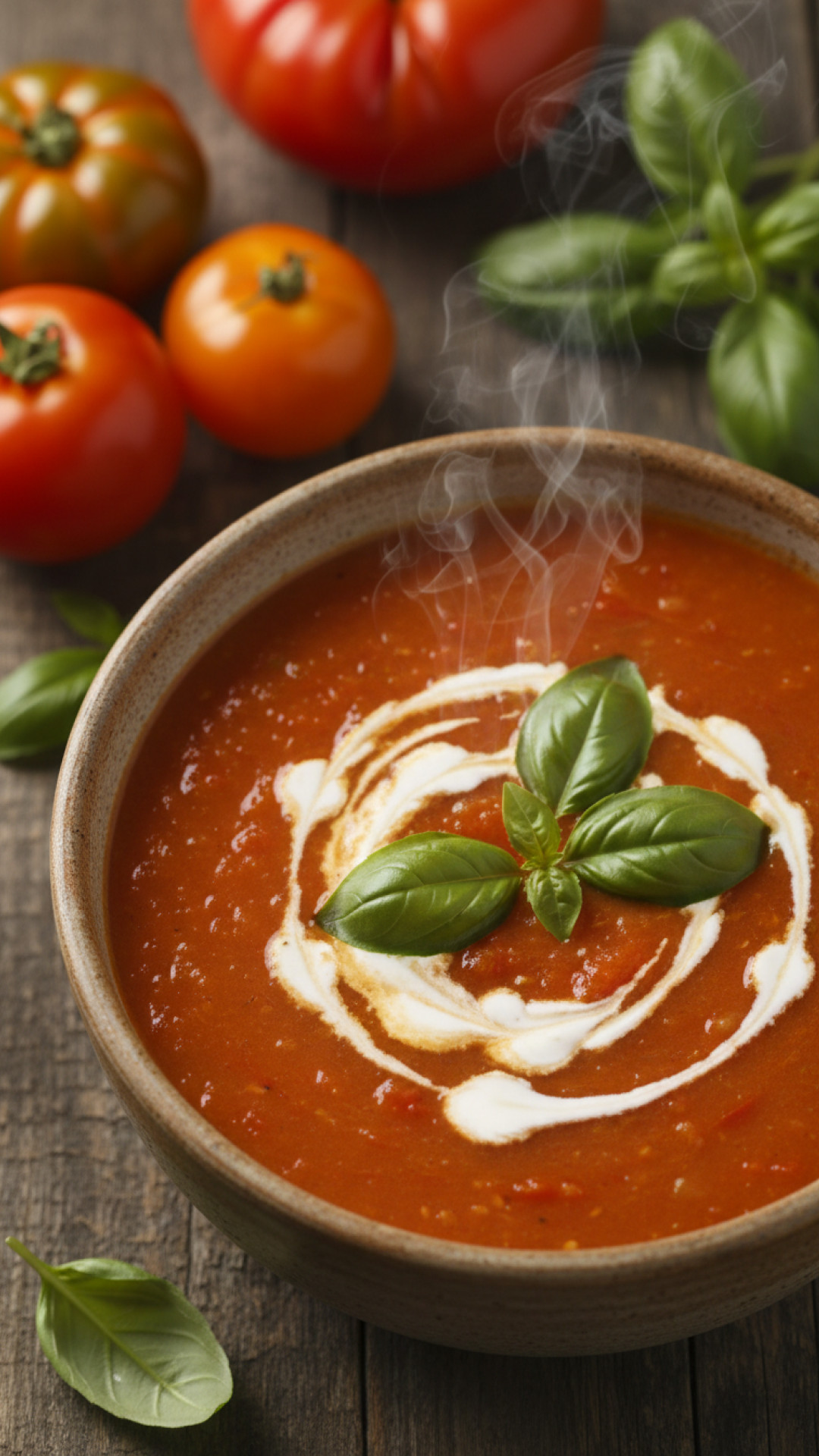Cremige Südliche Tomatensuppe mit Basilikum Preparation