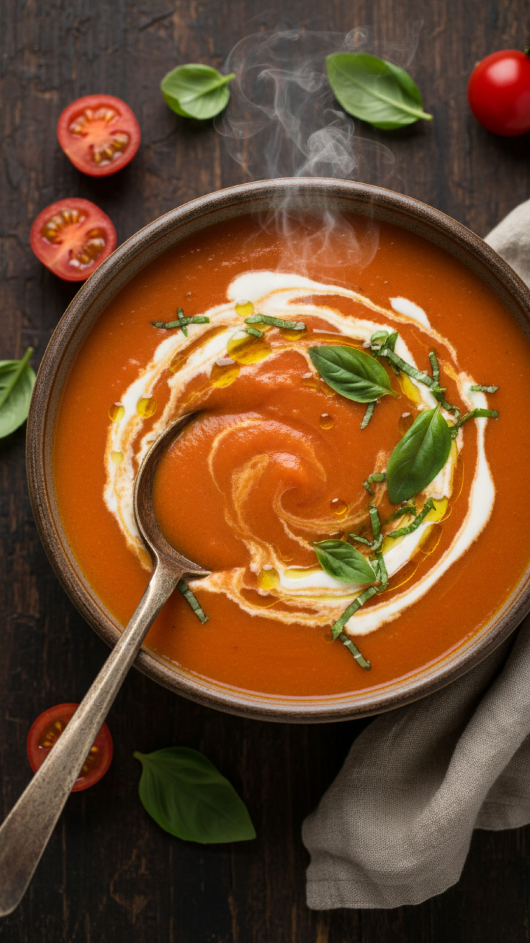 Cremige Tomaten Basilikum Suppe Preparation