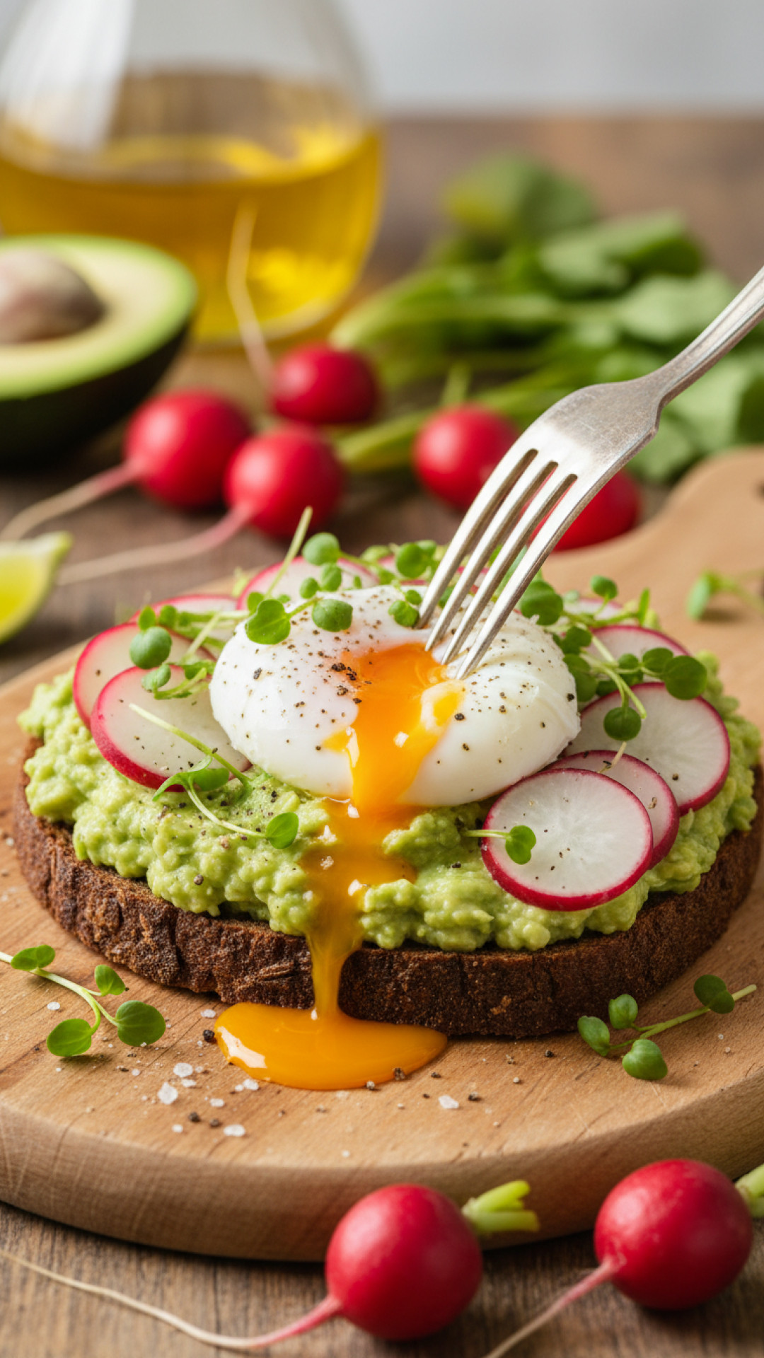 Cremiges Avocado Ei Brot mit Radieschen Preparation