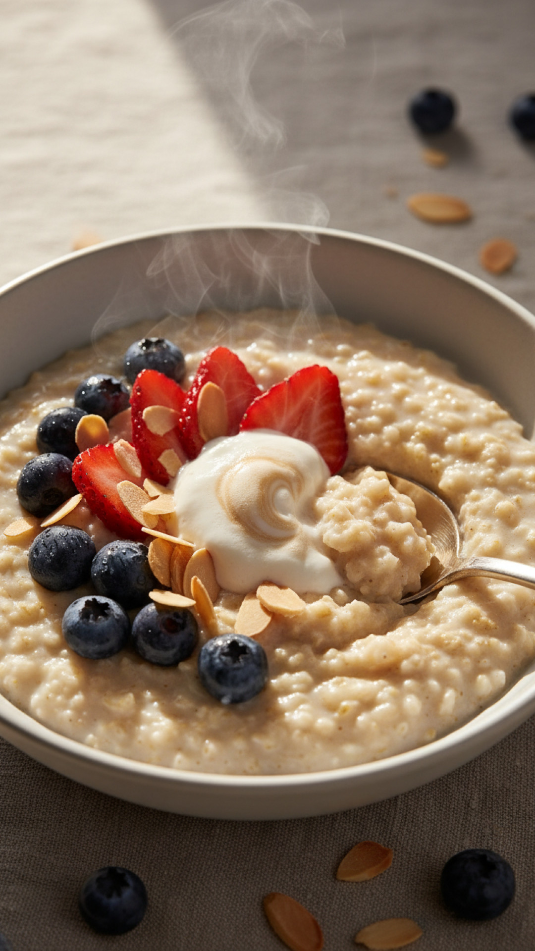Cremiges Haferflocken Porridge mit Frischen Beeren Preparation