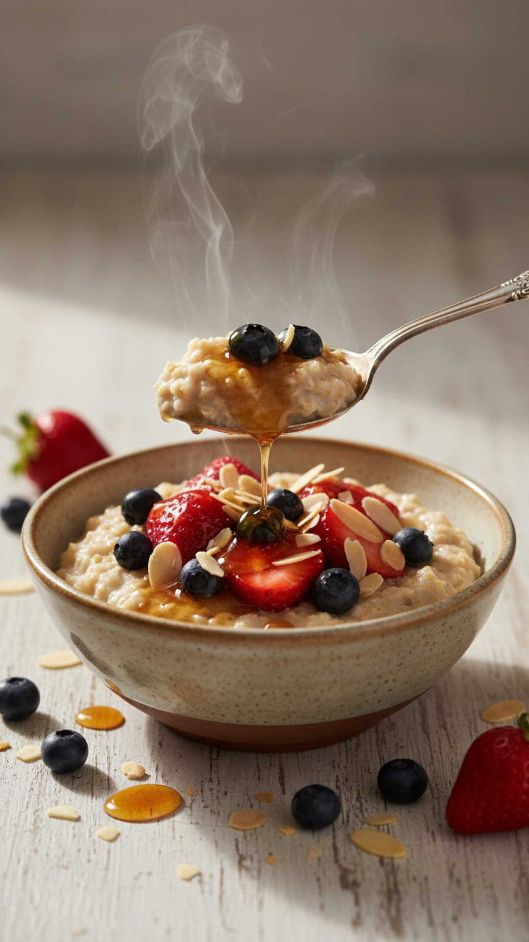 Cremiges Haferflocken Porridge mit Frischen Beeren Preparation