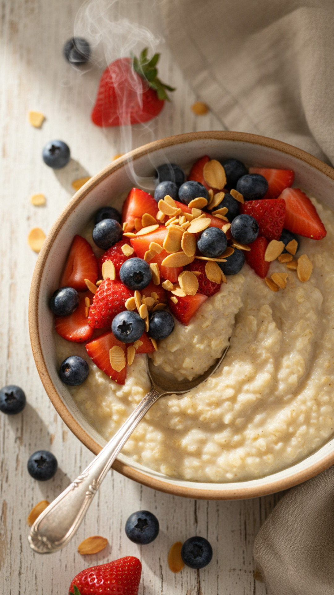 Cremiges Haferflocken Porridge mit Frischen Beeren Preparation