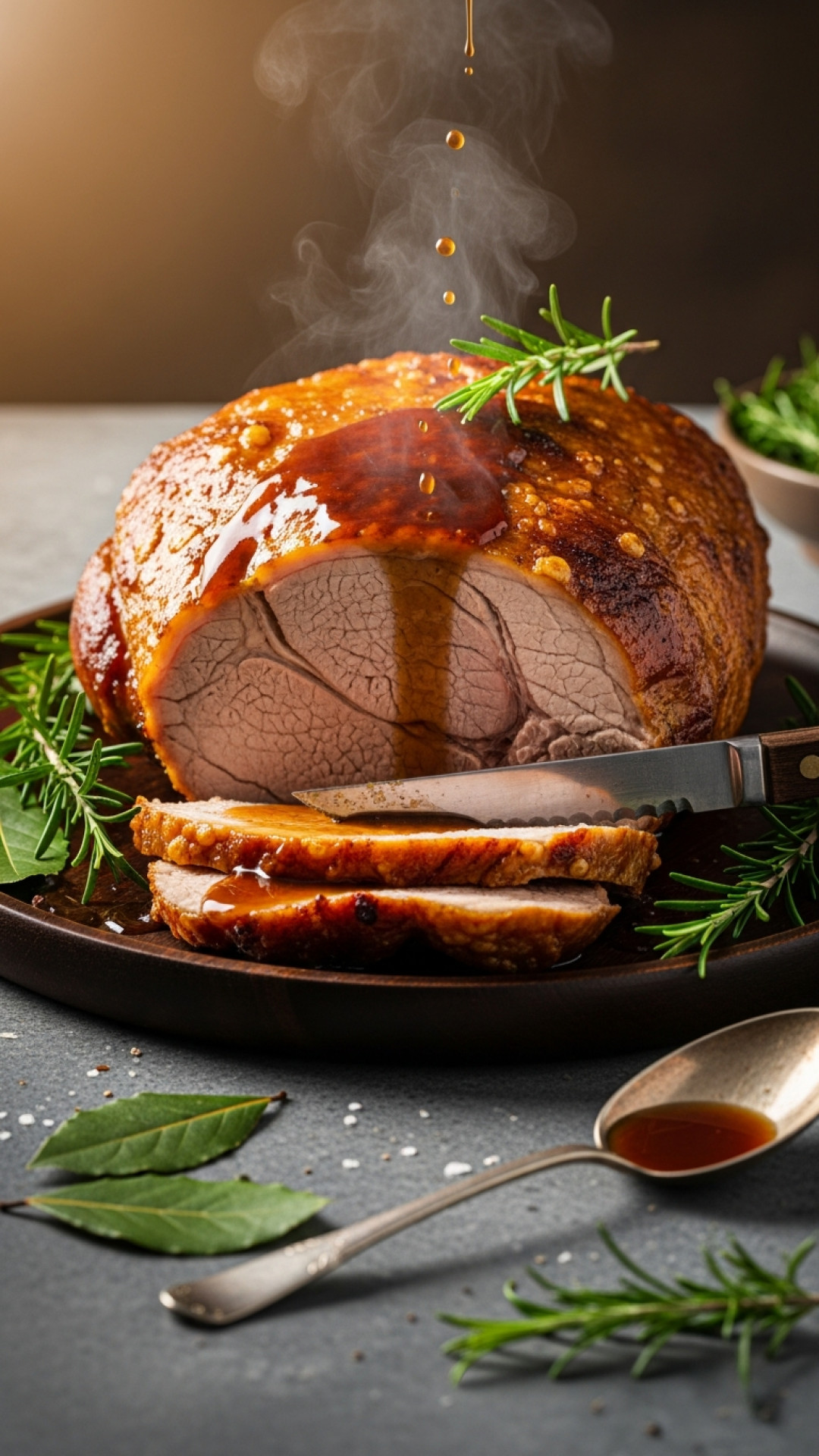Deftiger Schweinebraten mit knuspriger Kruste und Wurzelgemüse Preparation
