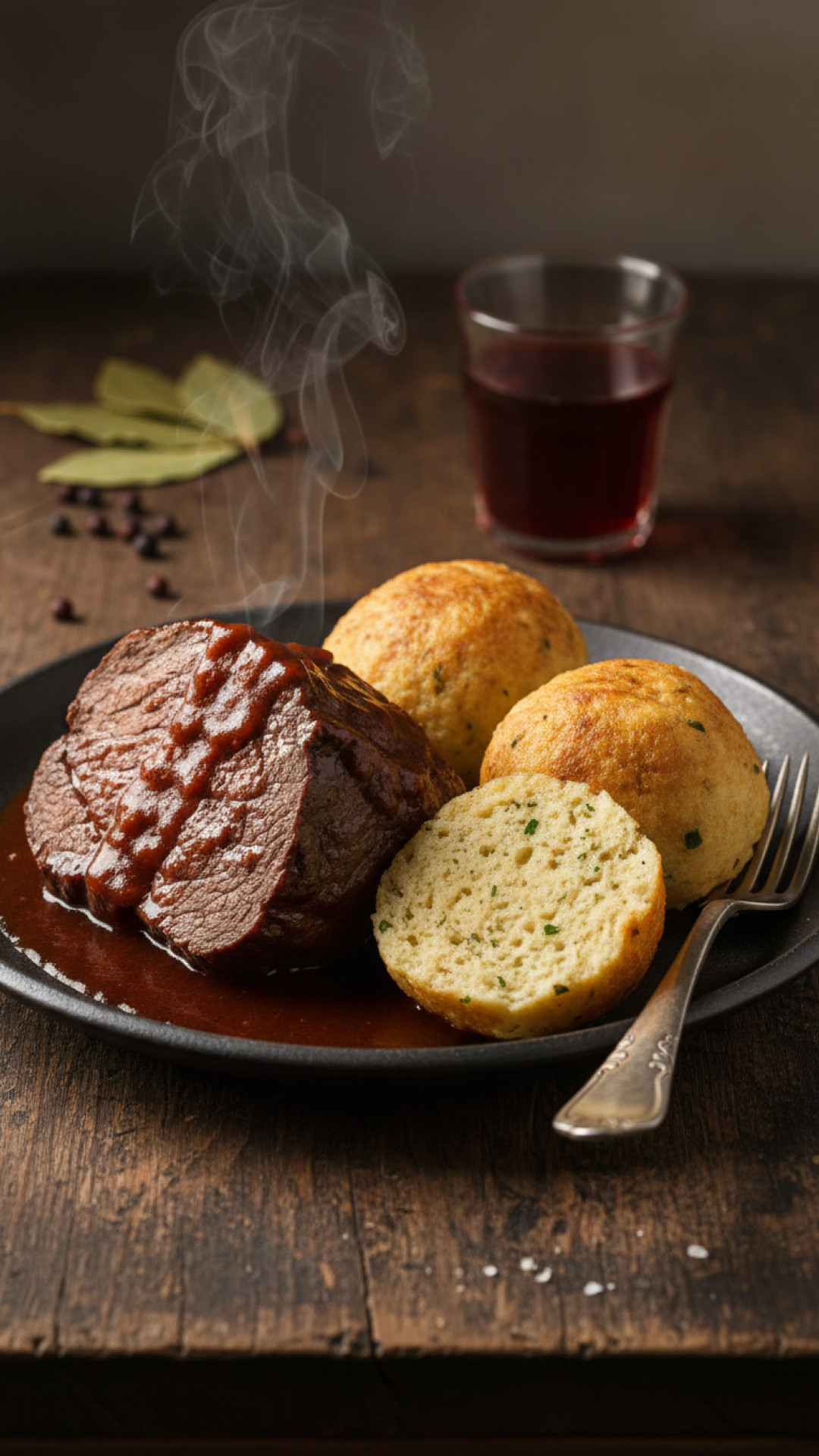Deutscher Sauerbraten mit Semmelknödeln Preparation
