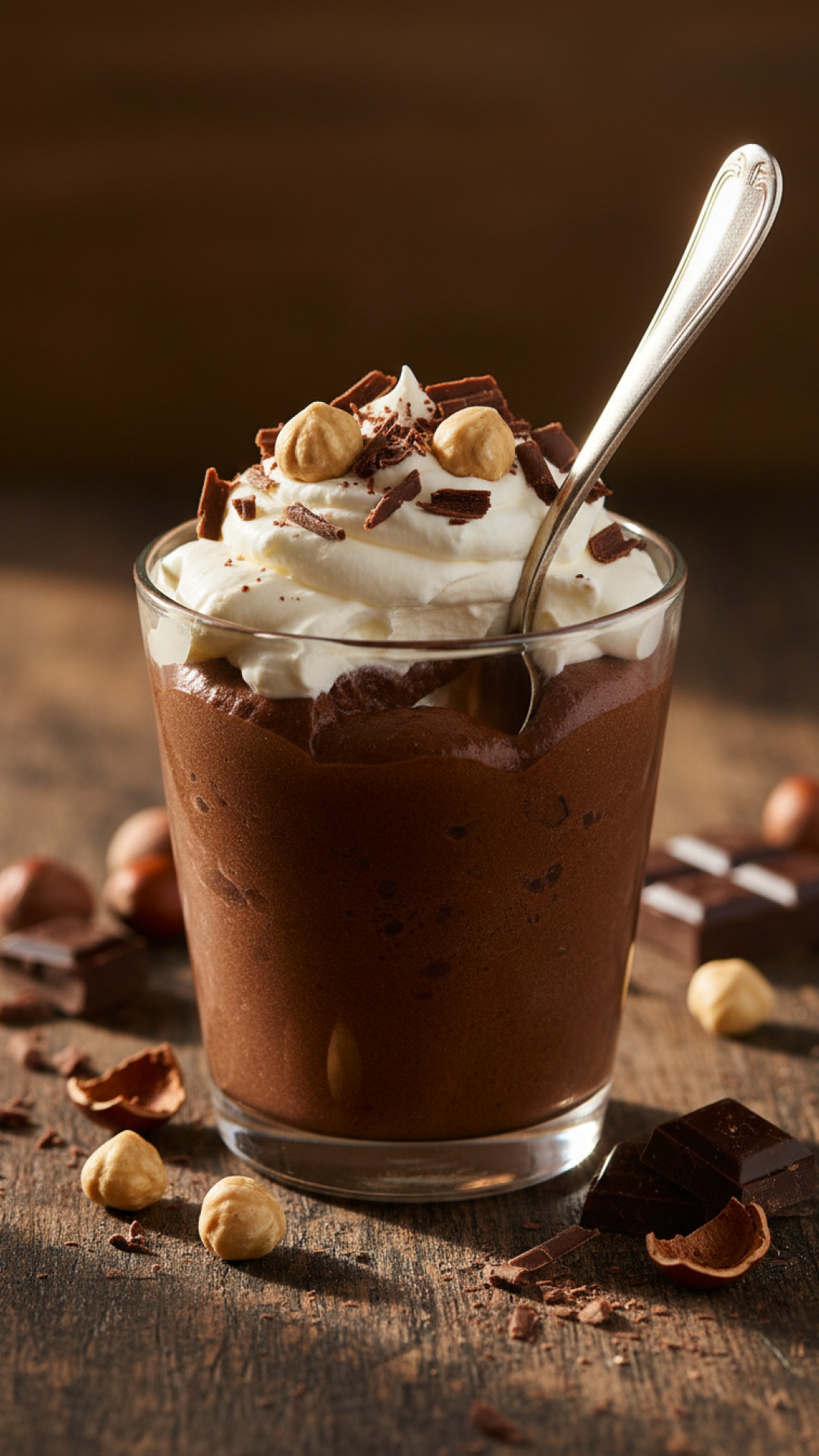 Einfaches Schokoladen-Haselnuss-Mousse ohne Ei Preparation