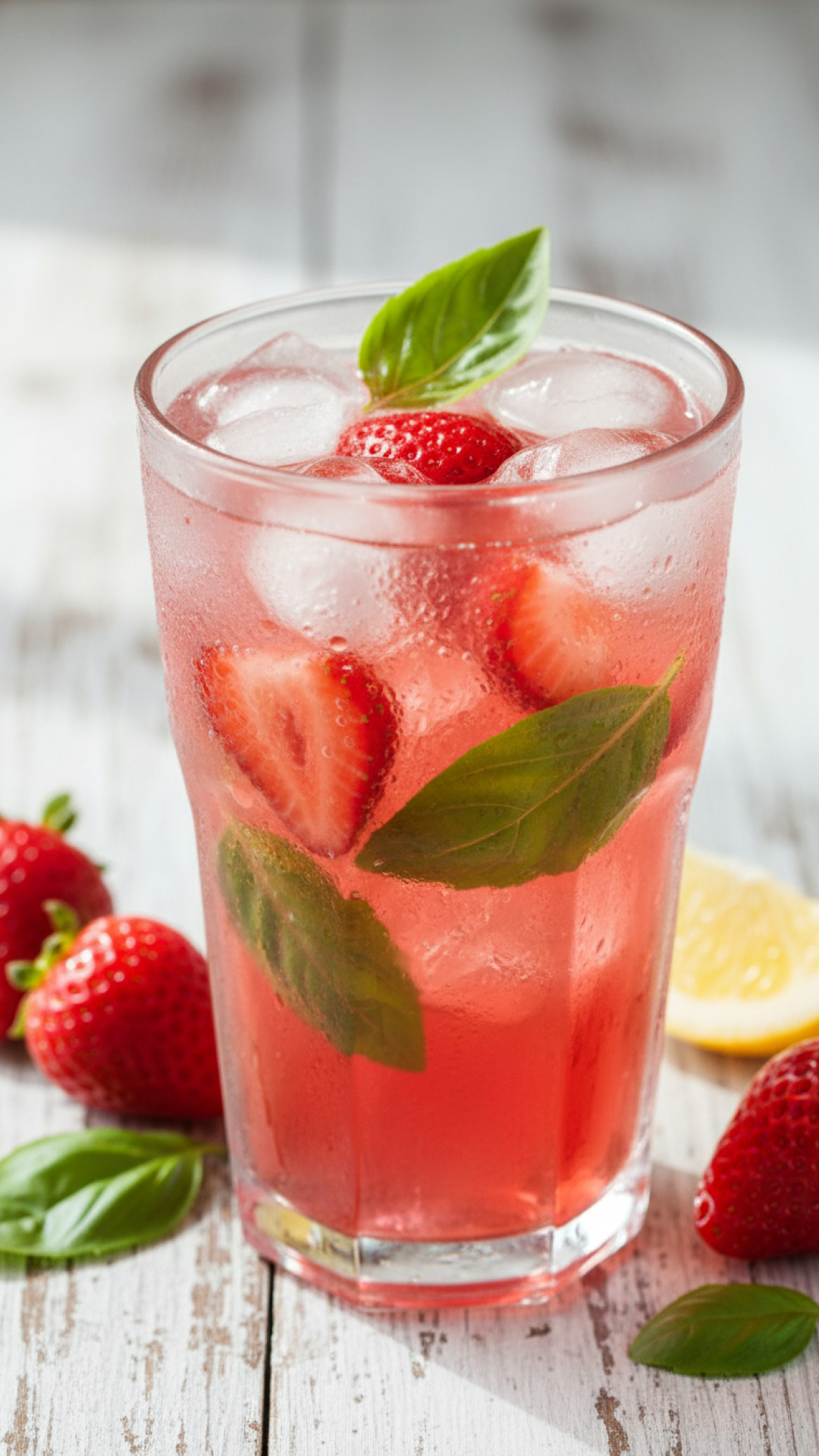 Erfrischende Erdbeer Basilikum Limonade Preparation