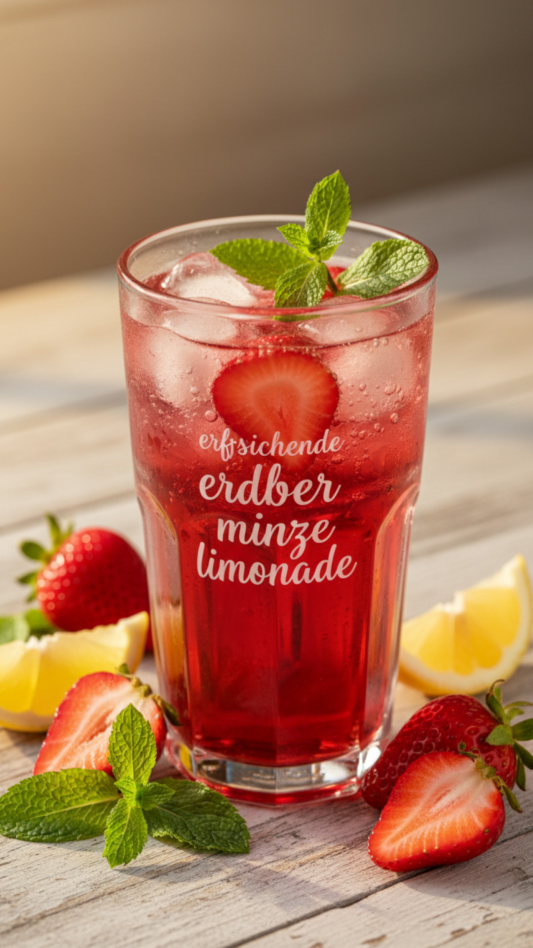 Erfrischende Erdbeer Minze Limonade Preparation