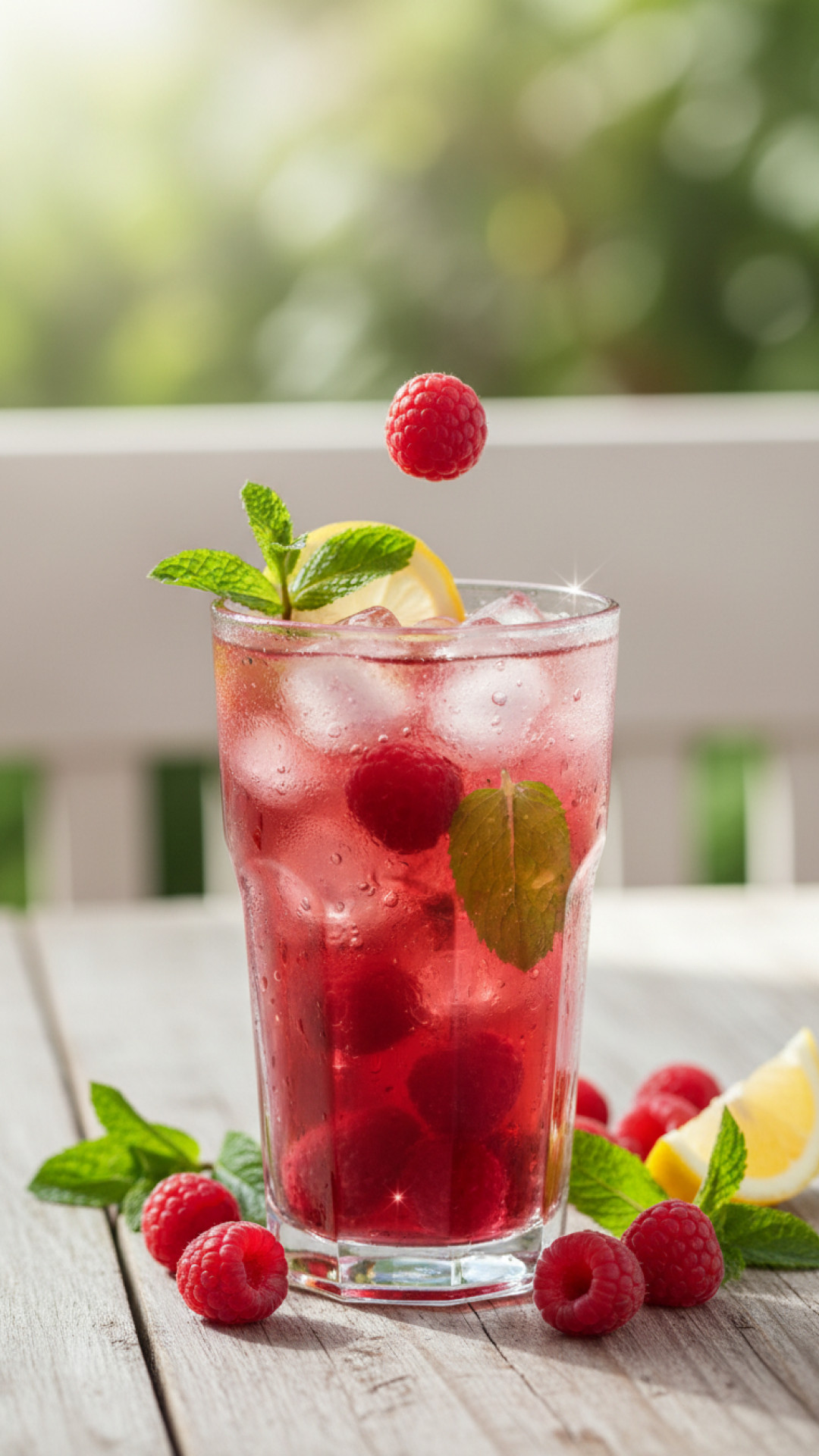 Erfrischende Himbeer Limonana Minz Limonade Preparation