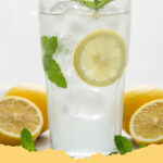 erfrischende minz limonade mit zitrone - Ein Krug und Gläser mit erfrischender Minz-Zitronen-Limonade, garniert mit frischer Minze und Zitronenscheiben, auf einem Sommertisch.