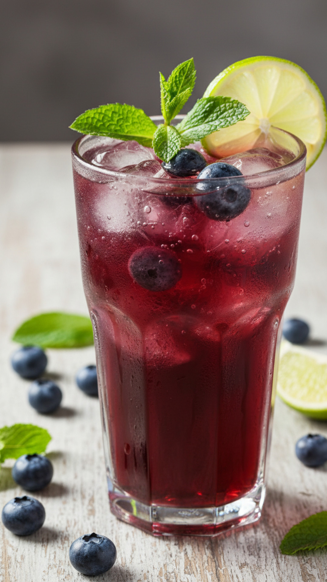 Erfrischender Beeren Eistee mit Minze und Zitrone Preparation