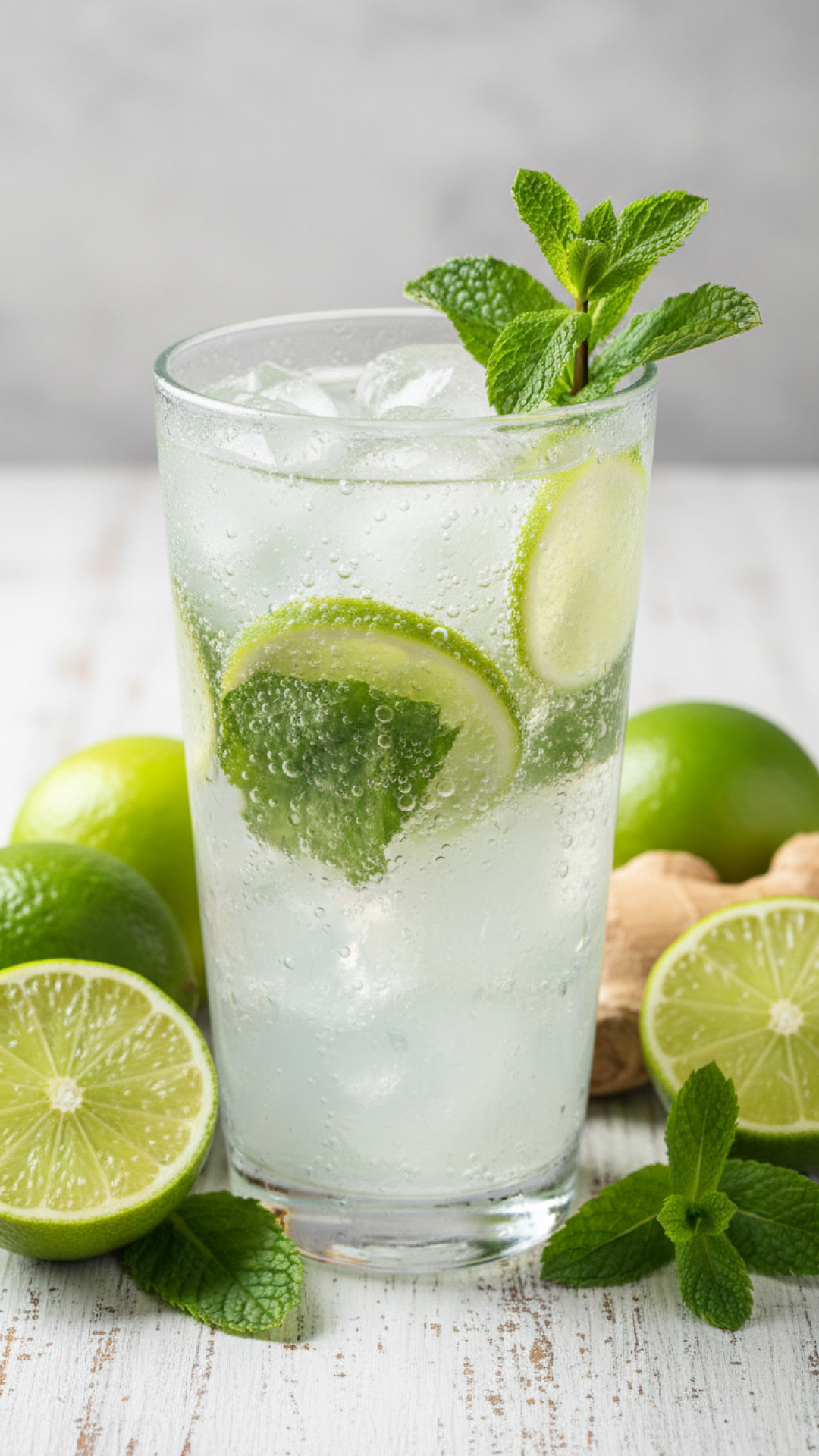 Erfrischender Minze-Limette-Ingwer Drink (Virgin Mojito Style) Preparation