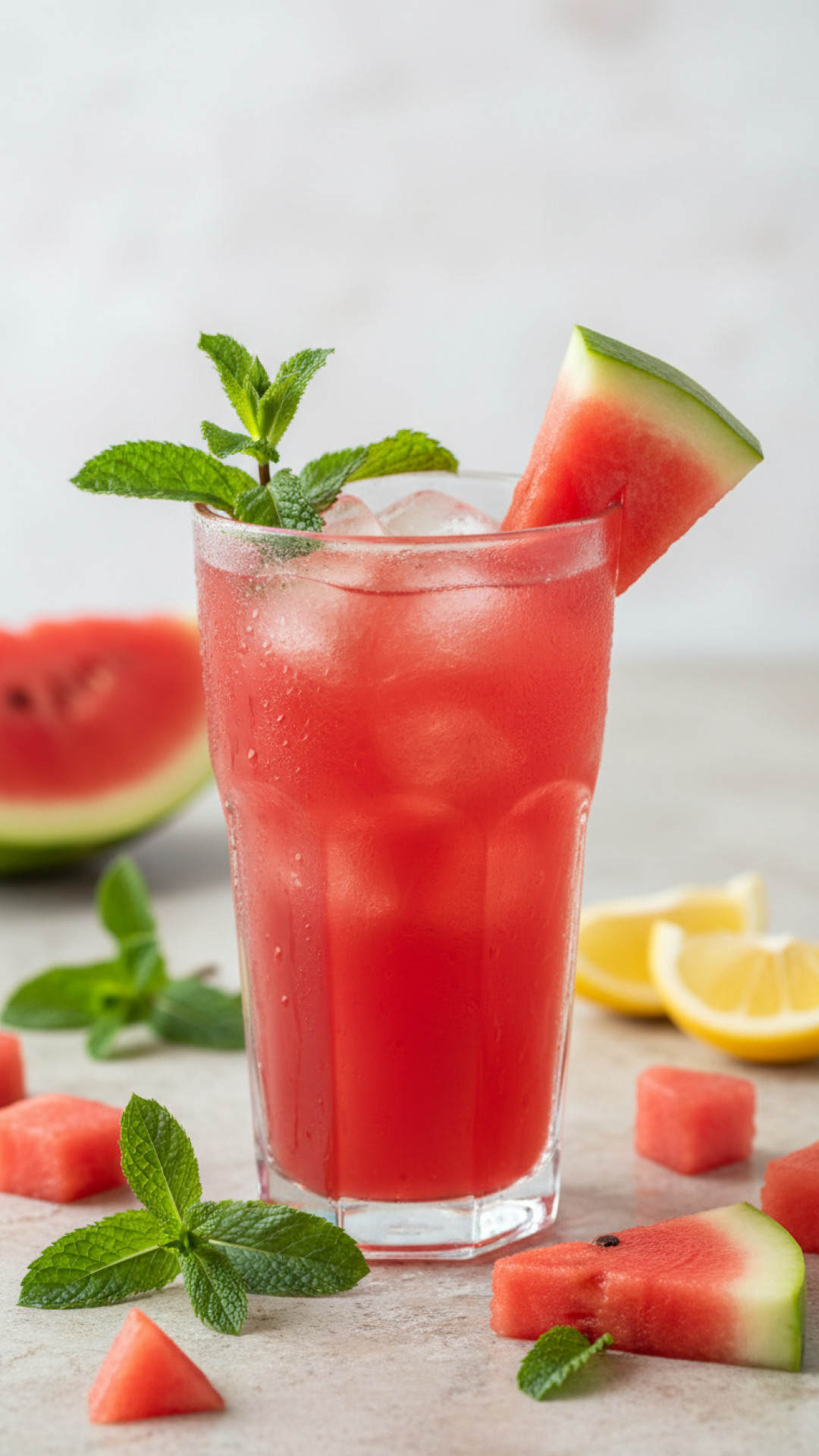 Erfrischendes Wassermelonen-Minz-Getränk Preparation