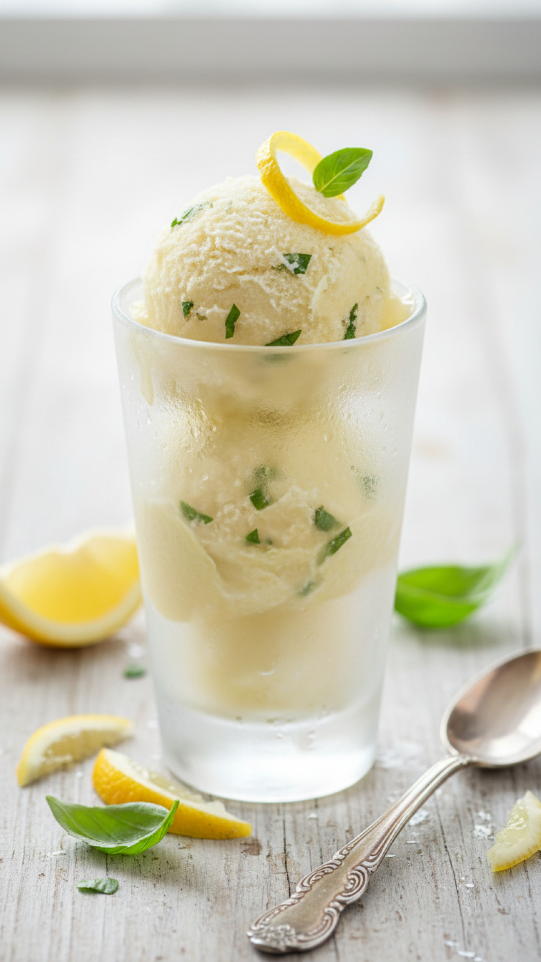 Erfrischendes Zitronen-Basilikum-Sorbet Preparation