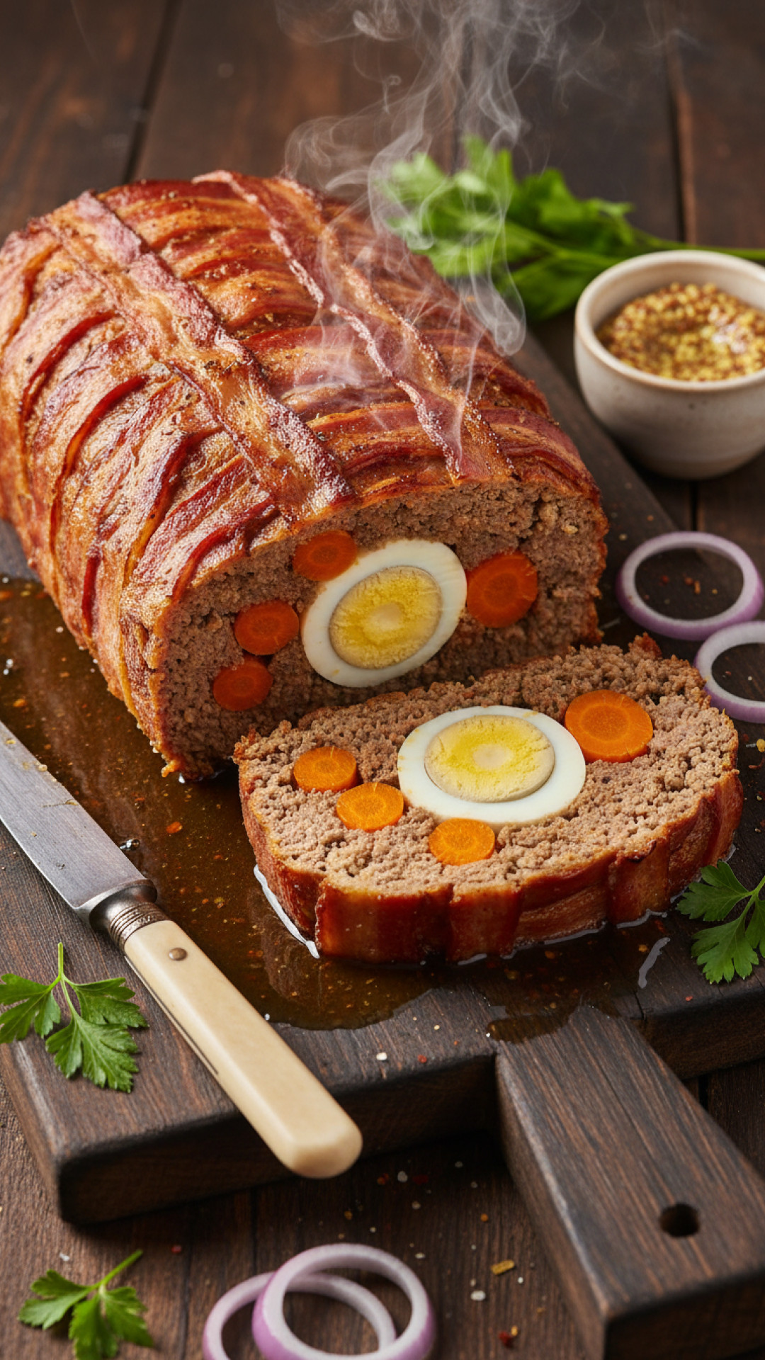 Falscher Hase: Klassischer deutscher Hackbraten mit Eiern Preparation