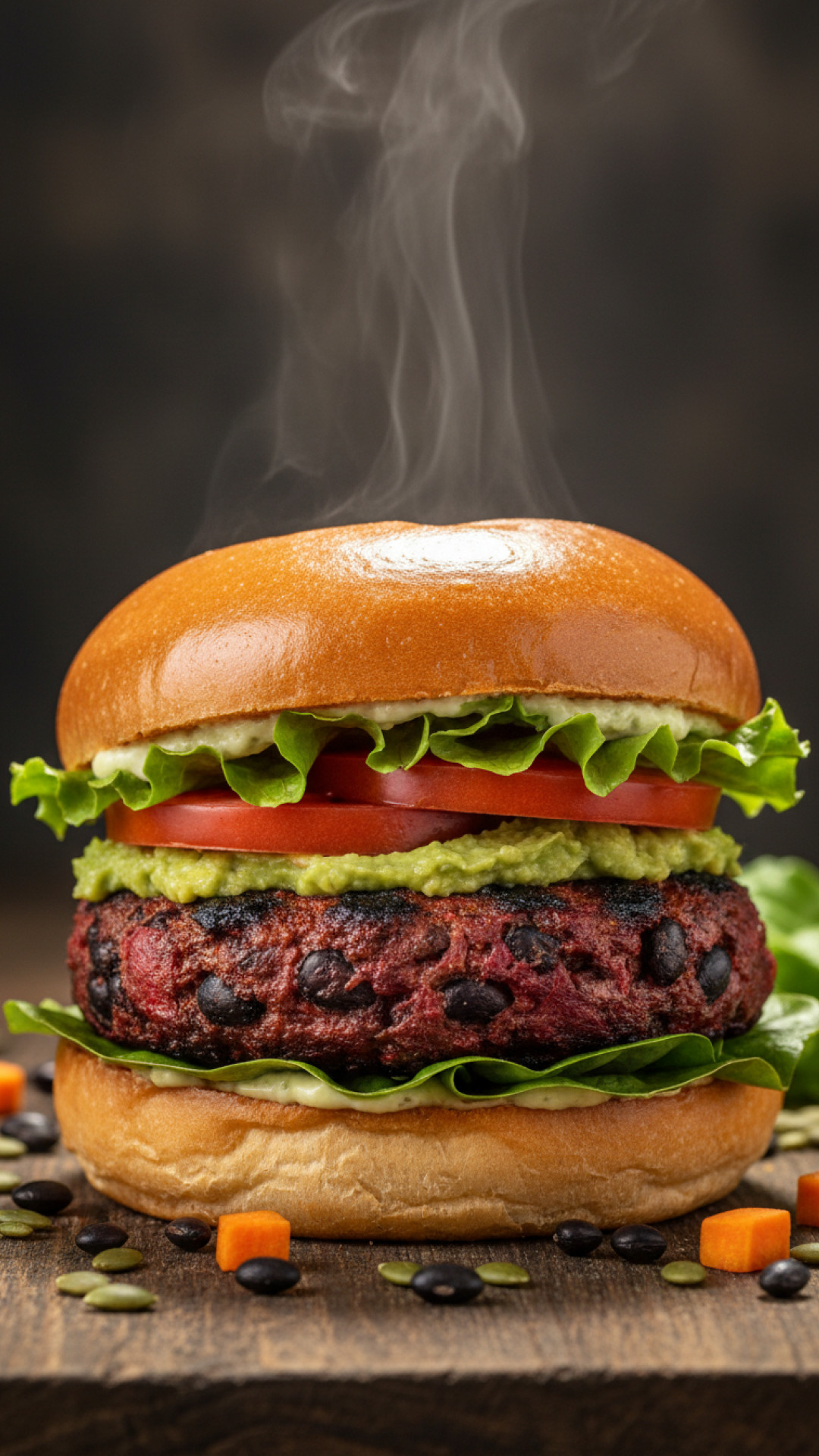 Fester Veggie Burger aus Süßkartoffel und schwarzen Bohnen Preparation