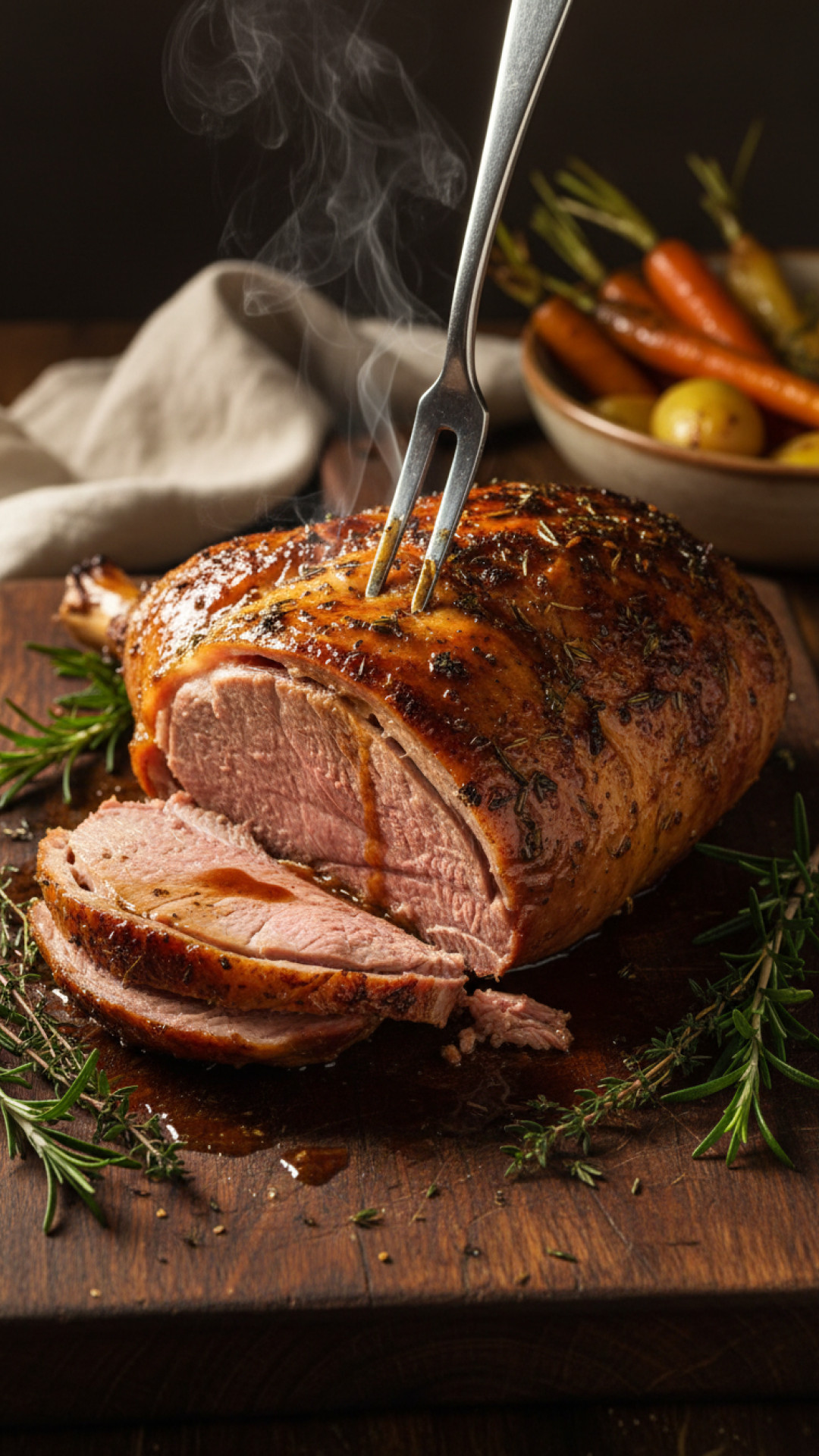 Festlicher Lammbraten mit Rosmarin und Knoblauch Preparation