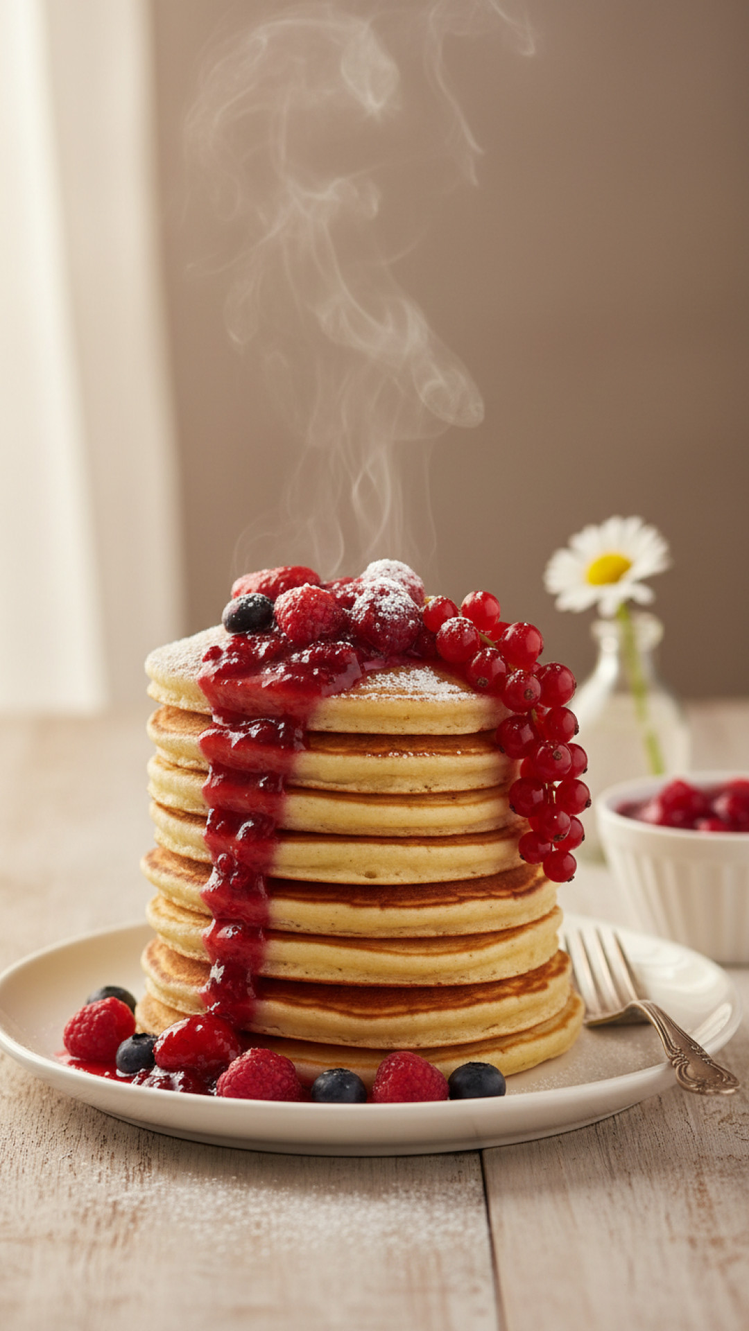 Fluffige American Pancakes mit Beerenkompott Preparation