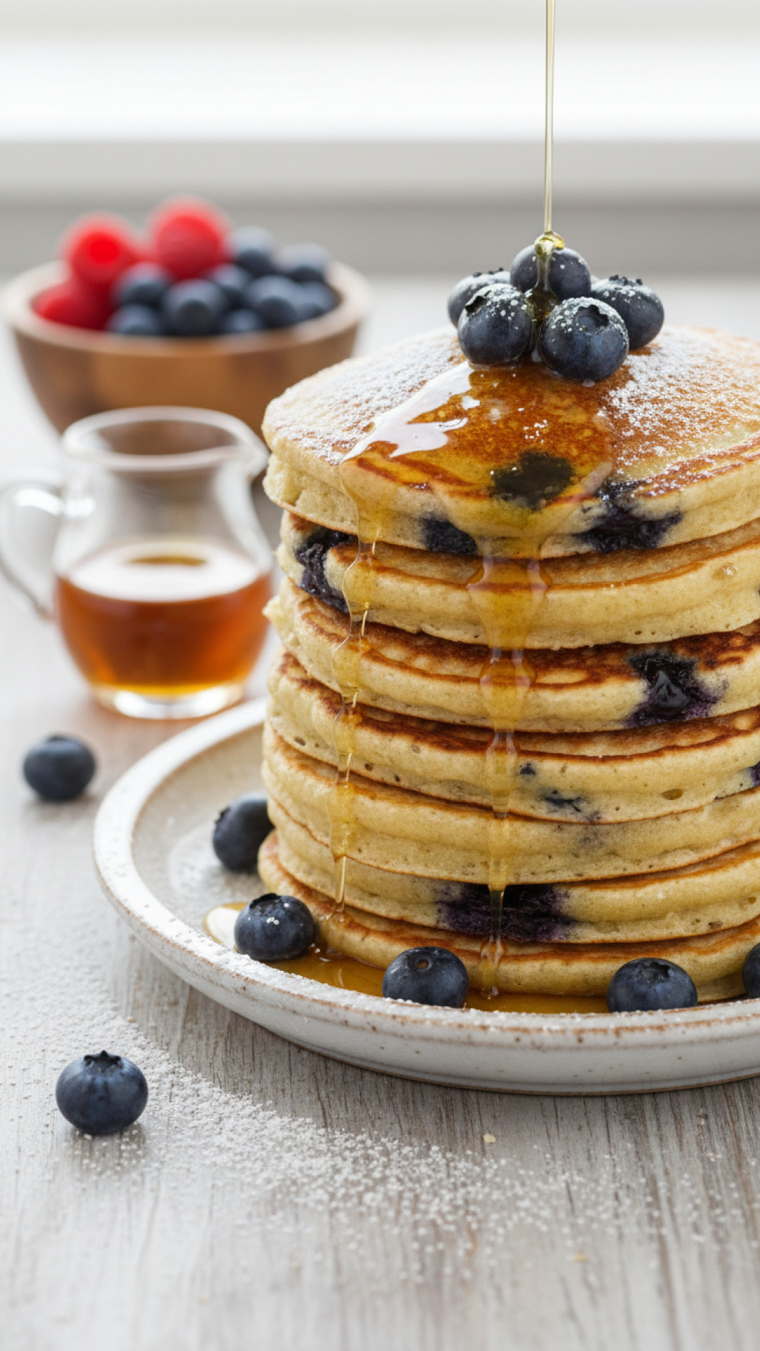 Fluffige Haferflocken Pancakes mit Blaubeeren Preparation