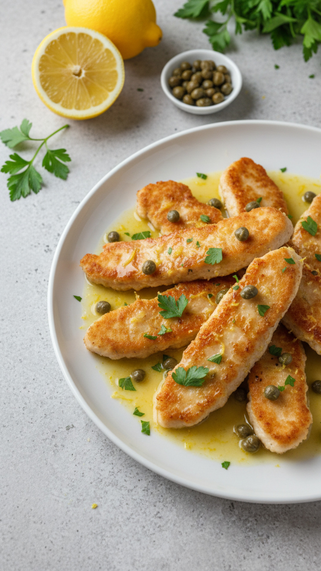 Franzoesisches Puten Schnitzel mit Zitronen Kapern Sauce Preparation