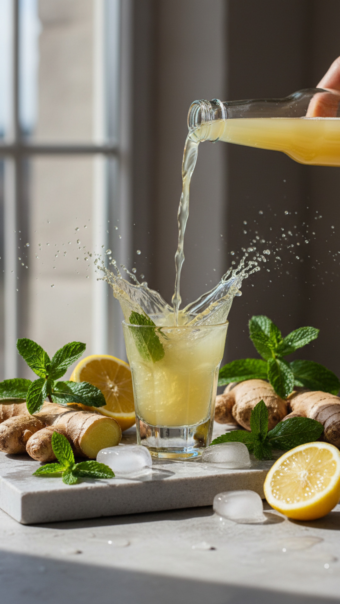 Frischer Ingwer-Minze-Shot für das Immunsystem Preparation