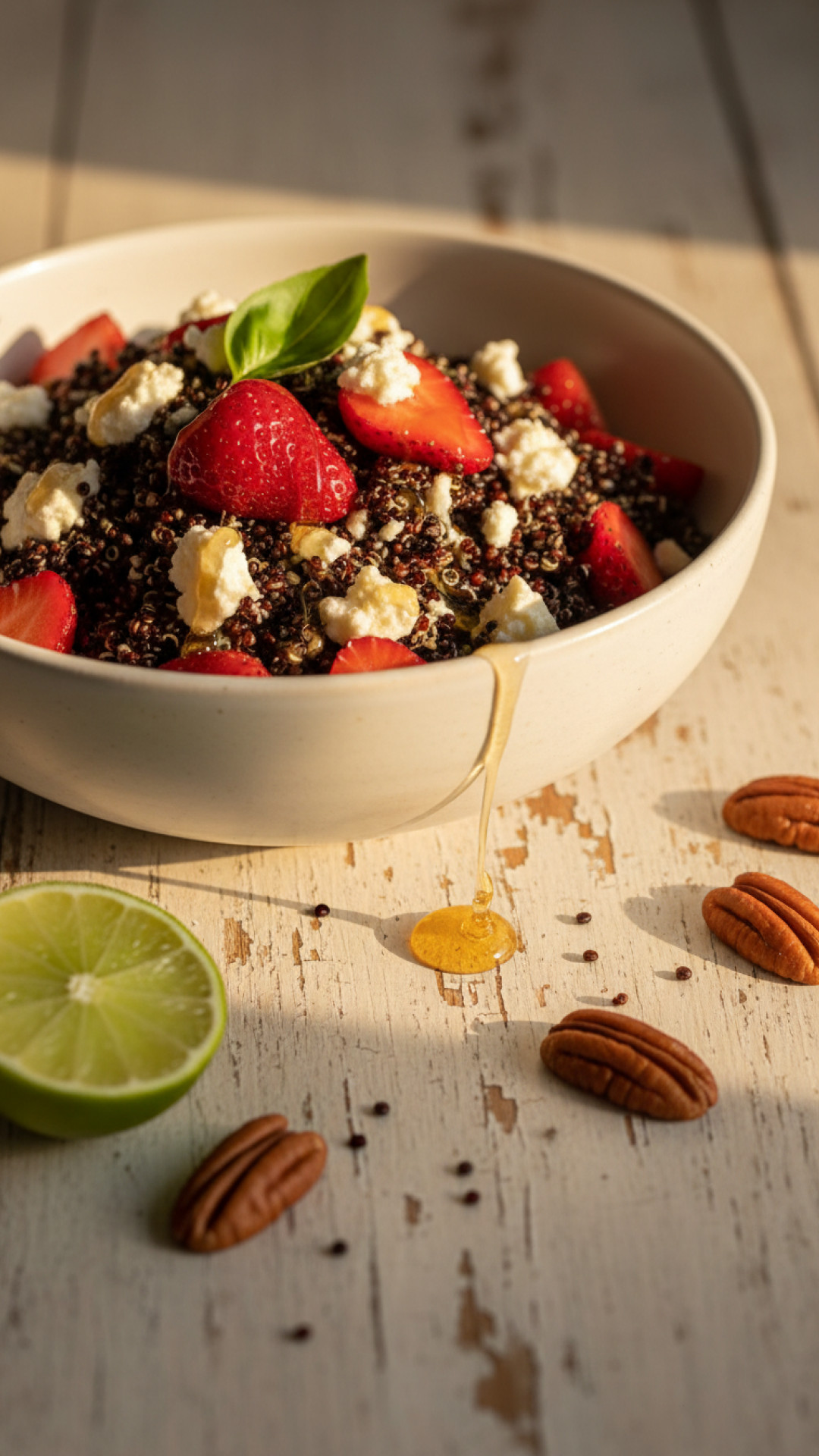 Frühlings Quinoa Salat mit Erdbeeren und Ziegenkäse Preparation