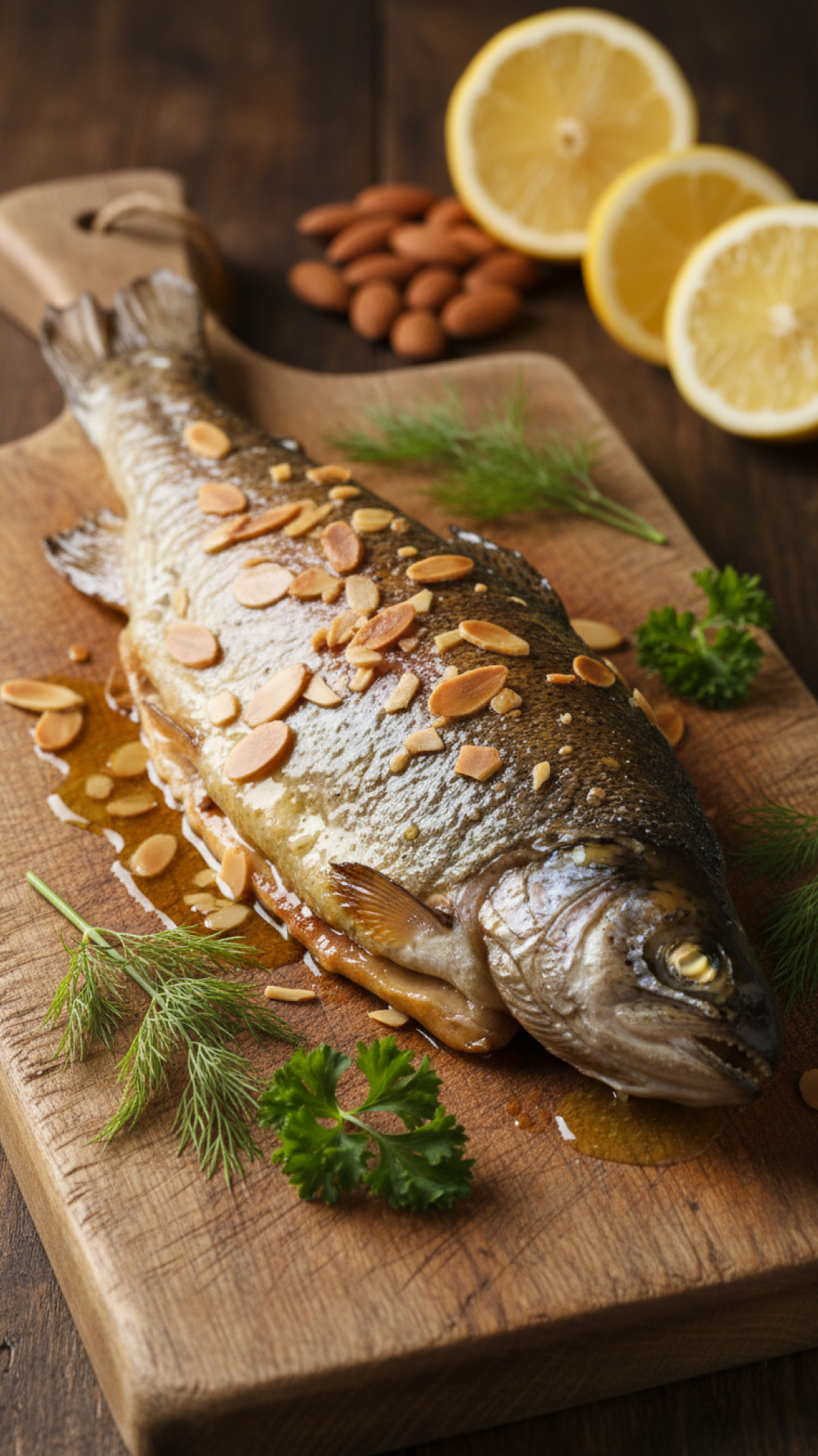 Gebackene Forelle mit Mandeln und Zitronenbutter Preparation